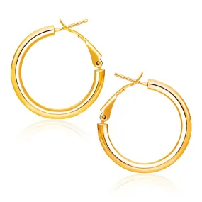 14k Yellow Gold High Polish  Hoop Earrings (0.78 inch Diameter)-rx85379