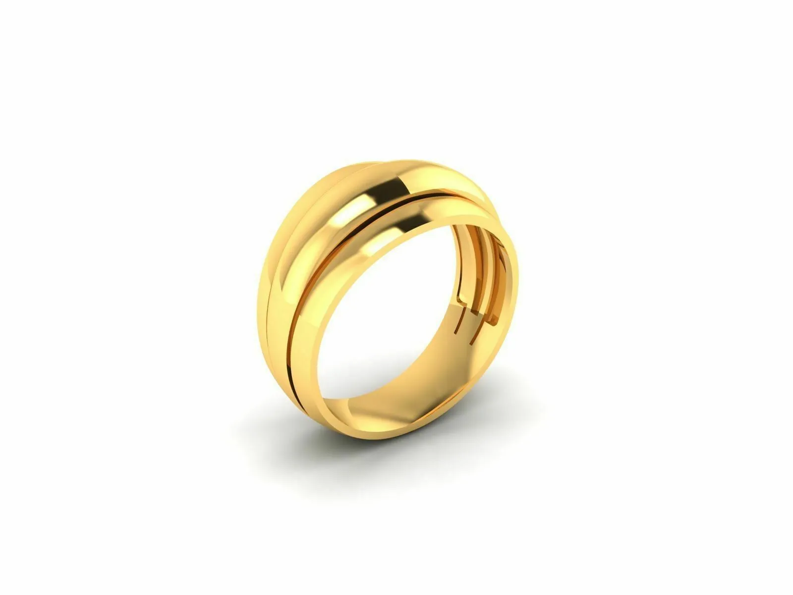 22k Ring Solid Yellow Gold Ladies Jewelry Modern Simple High Polished Band CGR13