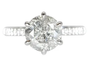 2.72ct Salt and Pepper Diamond Hidden Halo 14K White Gold Engagement Ring R6286