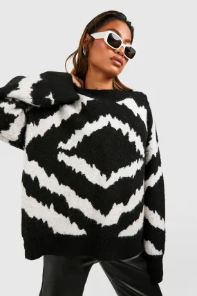 Abstract Stripe Soft Knit Oversized Sweater