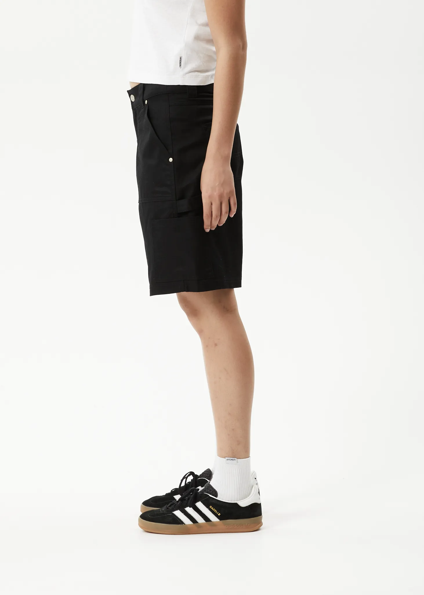 AFENDS Womens Carly - Low Rise Carpenter Short - Black