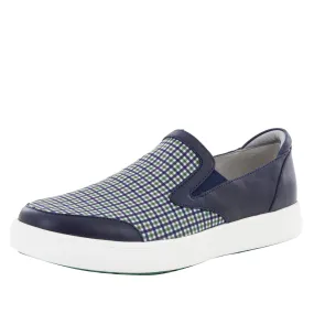 Alegria Men's Bender Navy Plaid Shoe