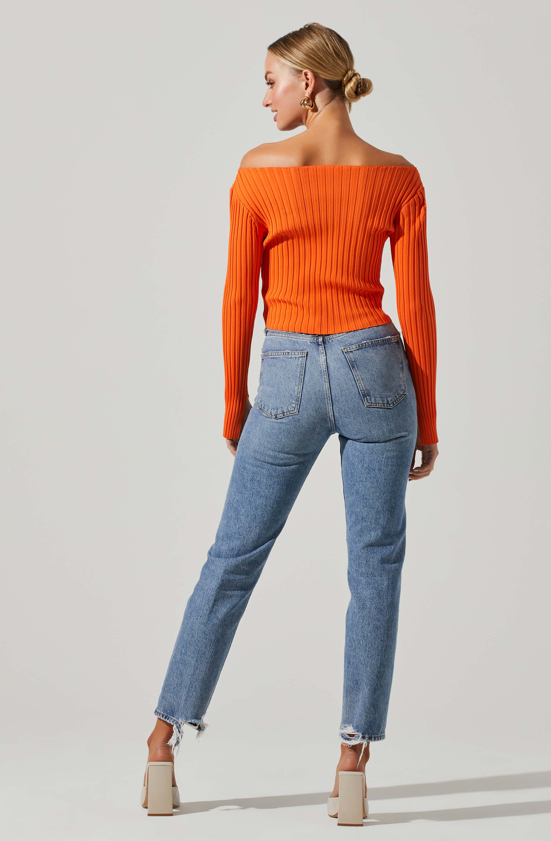 Alessandra Ribbed Off Shoulder Sweater