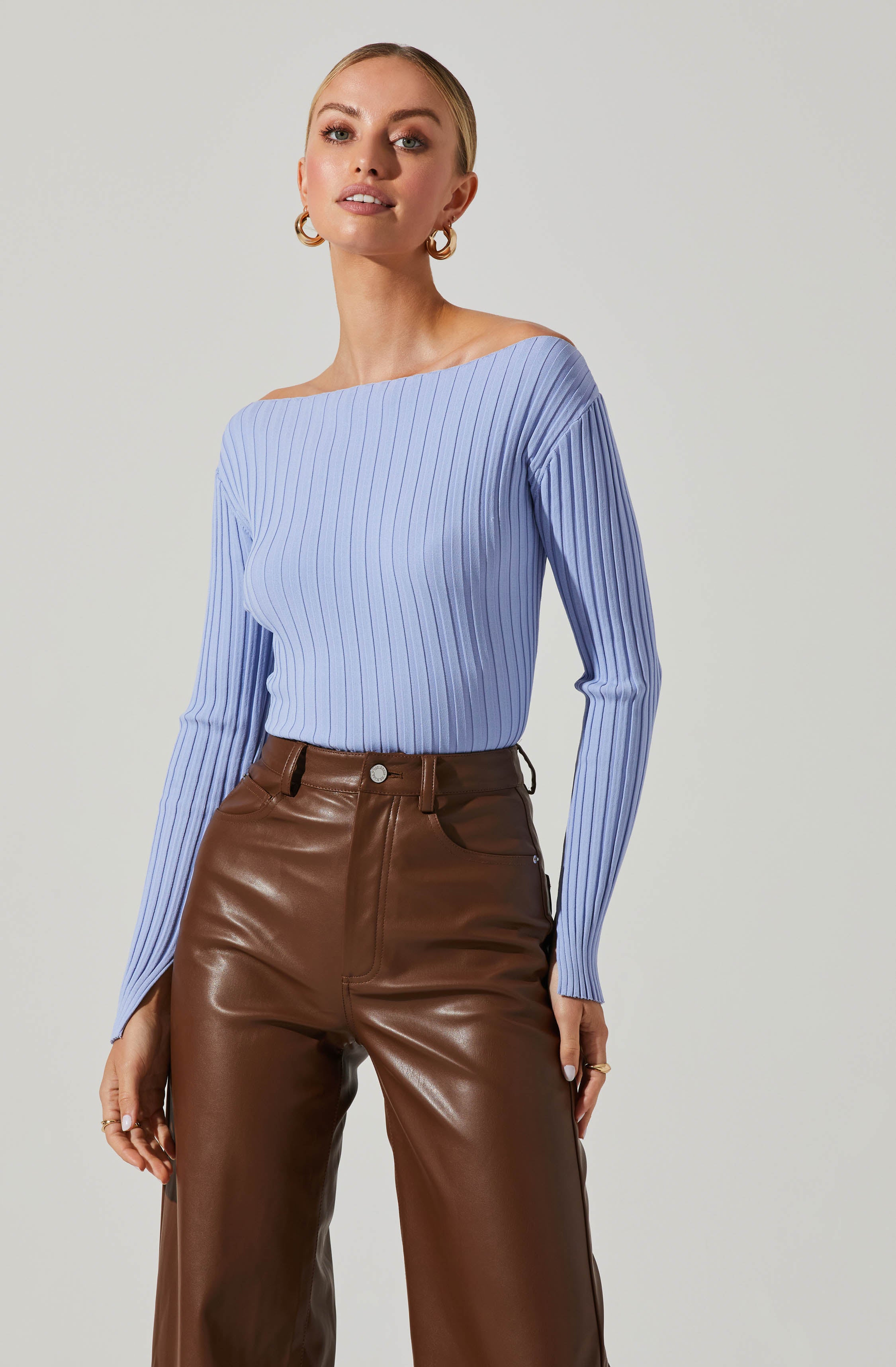 Alessandra Ribbed Off Shoulder Sweater