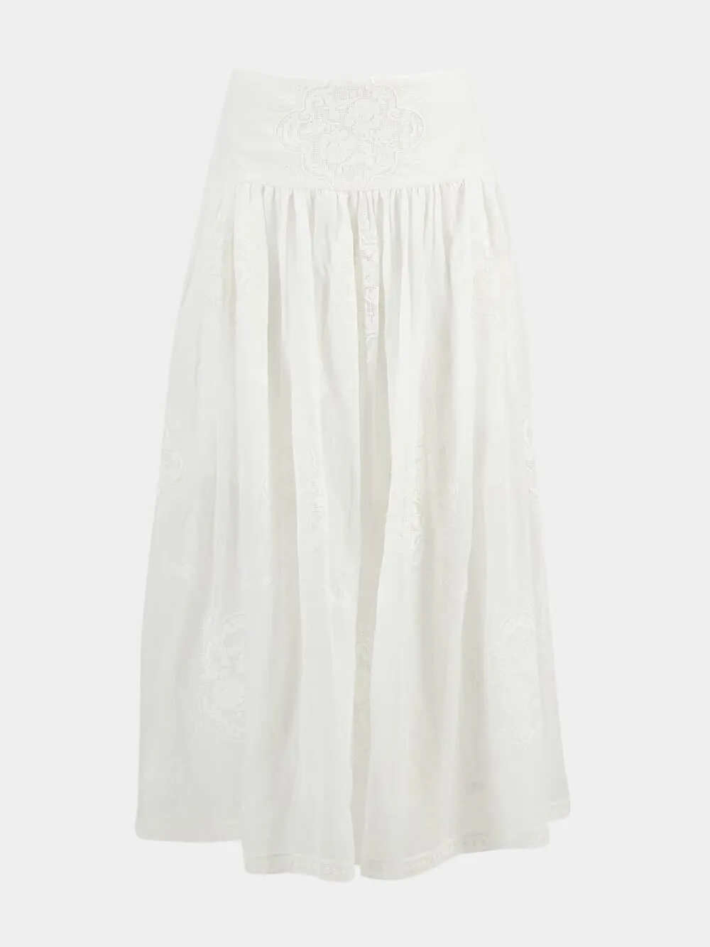 Alight Basque Embroidered White Maxi Skirt