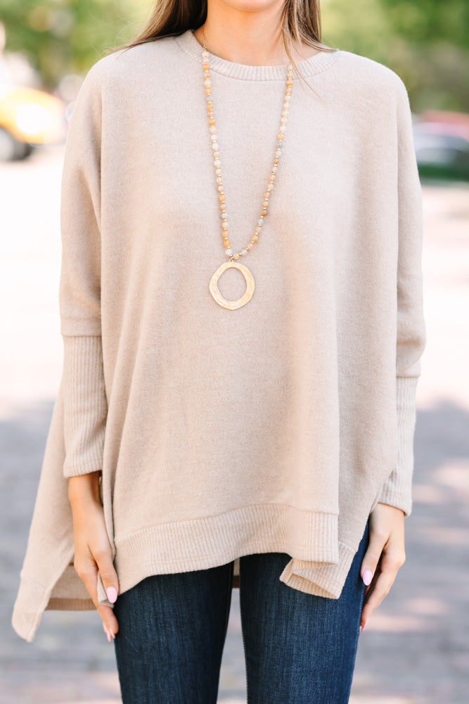 Always Fun Taupe Brown Brushed Knit Tunic