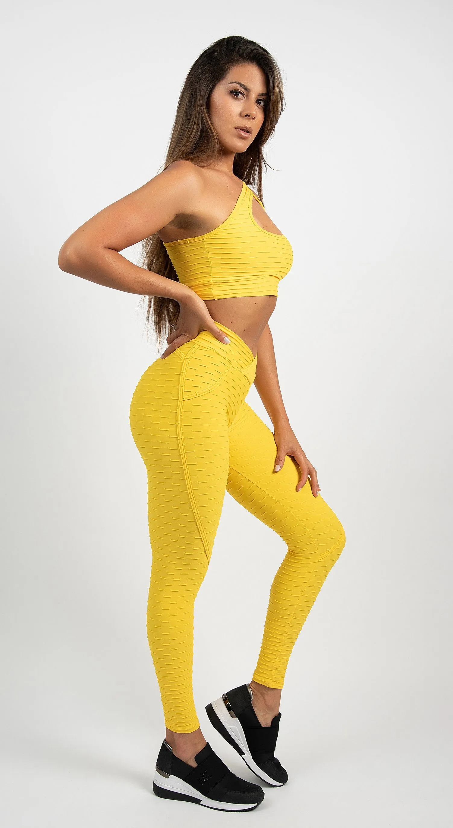 Anti Cellulite - Heart Booty Effect Legging - Yellow