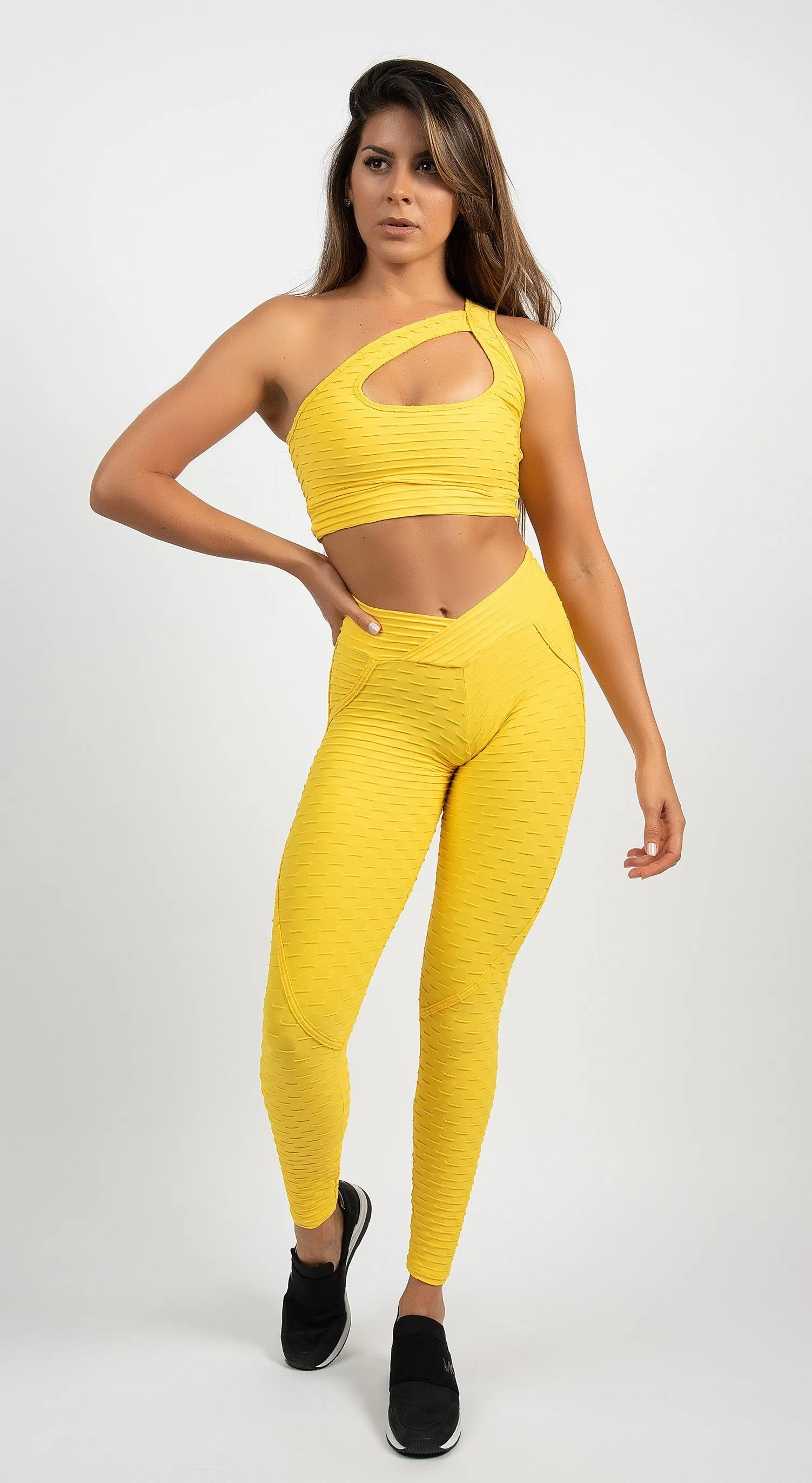 Anti Cellulite - Heart Booty Effect Legging - Yellow