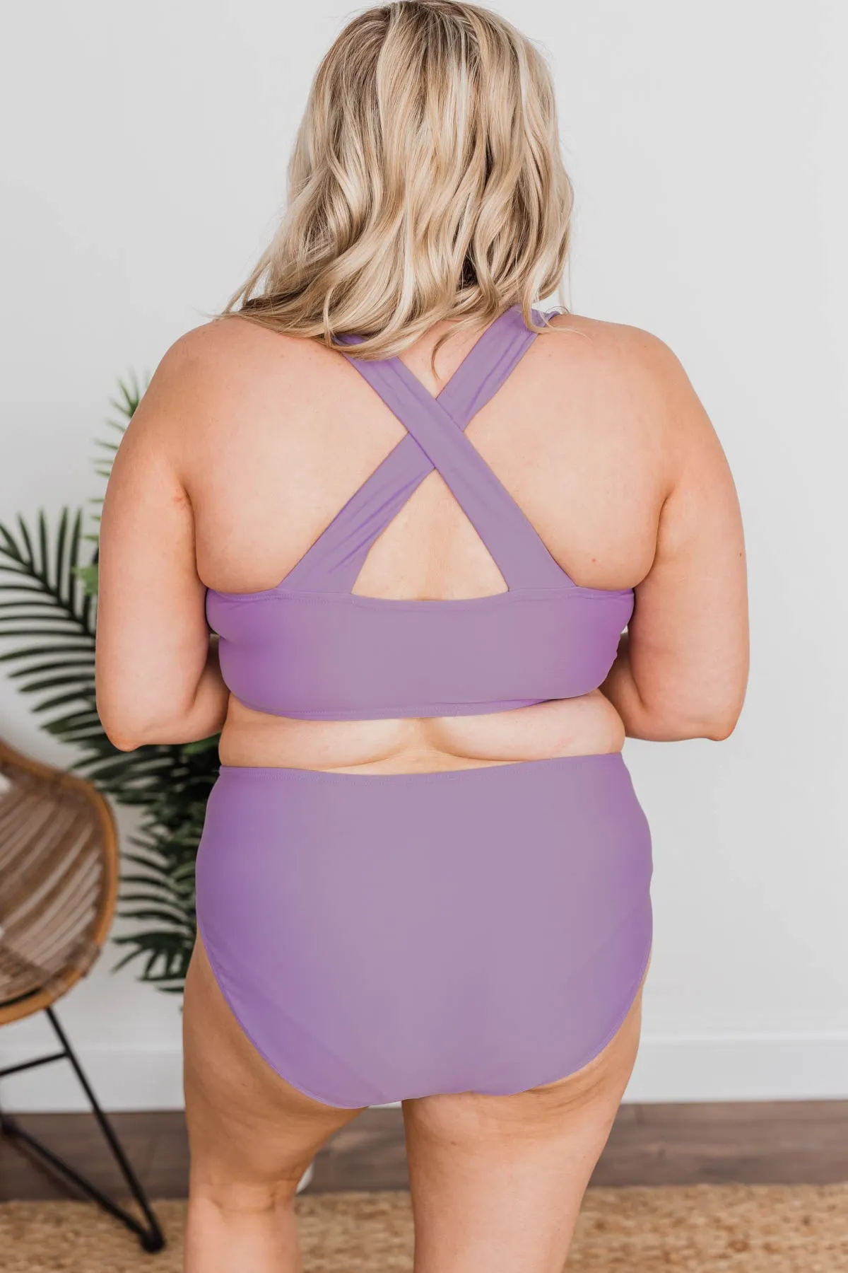 Bask In The Sun Mid-Rise Swim Bottoms- Purple