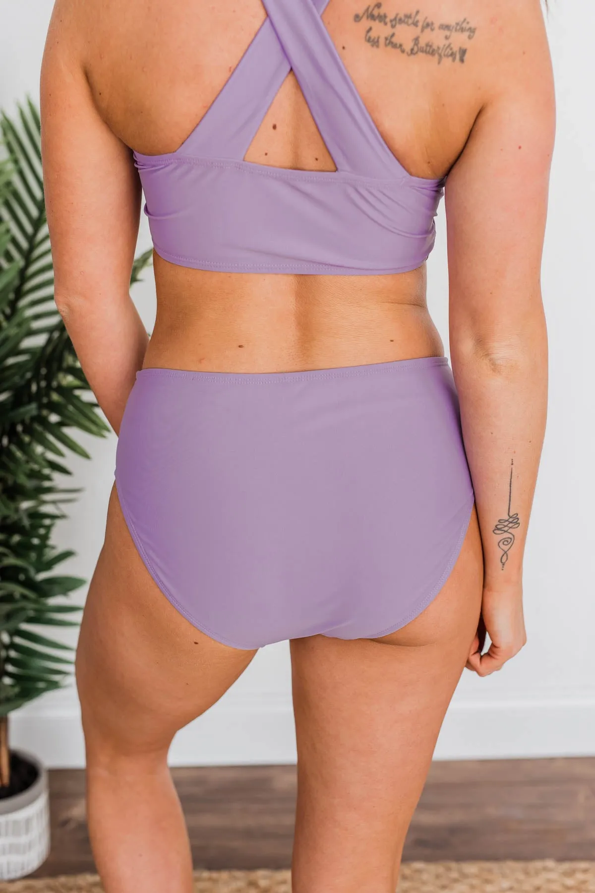 Bask In The Sun Mid-Rise Swim Bottoms- Purple