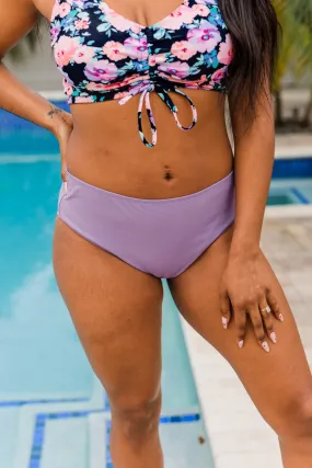 Bask In The Sun Mid-Rise Swim Bottoms- Purple