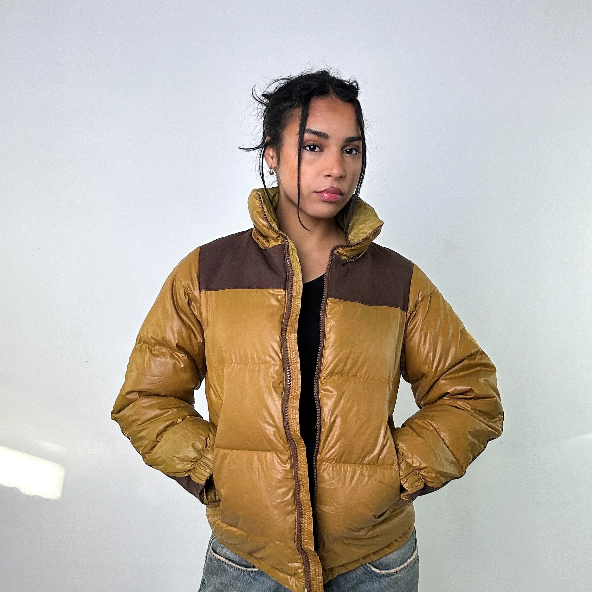 Beige Tan 90s Carhartt Puffer Jacket Coat (M)