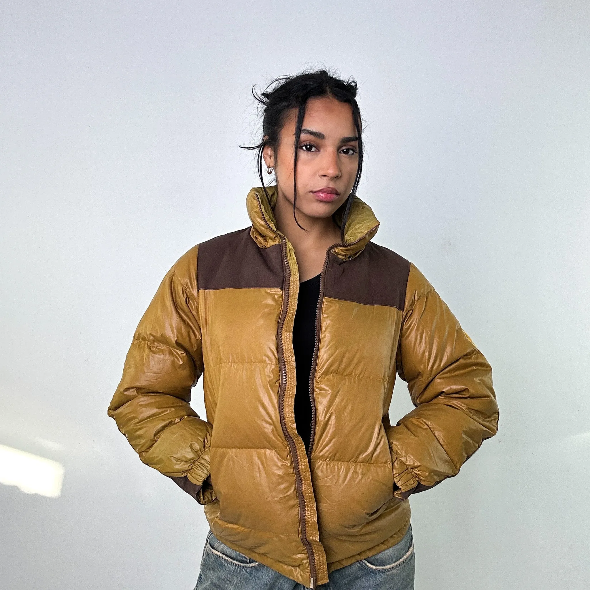 Beige Tan 90s Carhartt Puffer Jacket Coat (M)