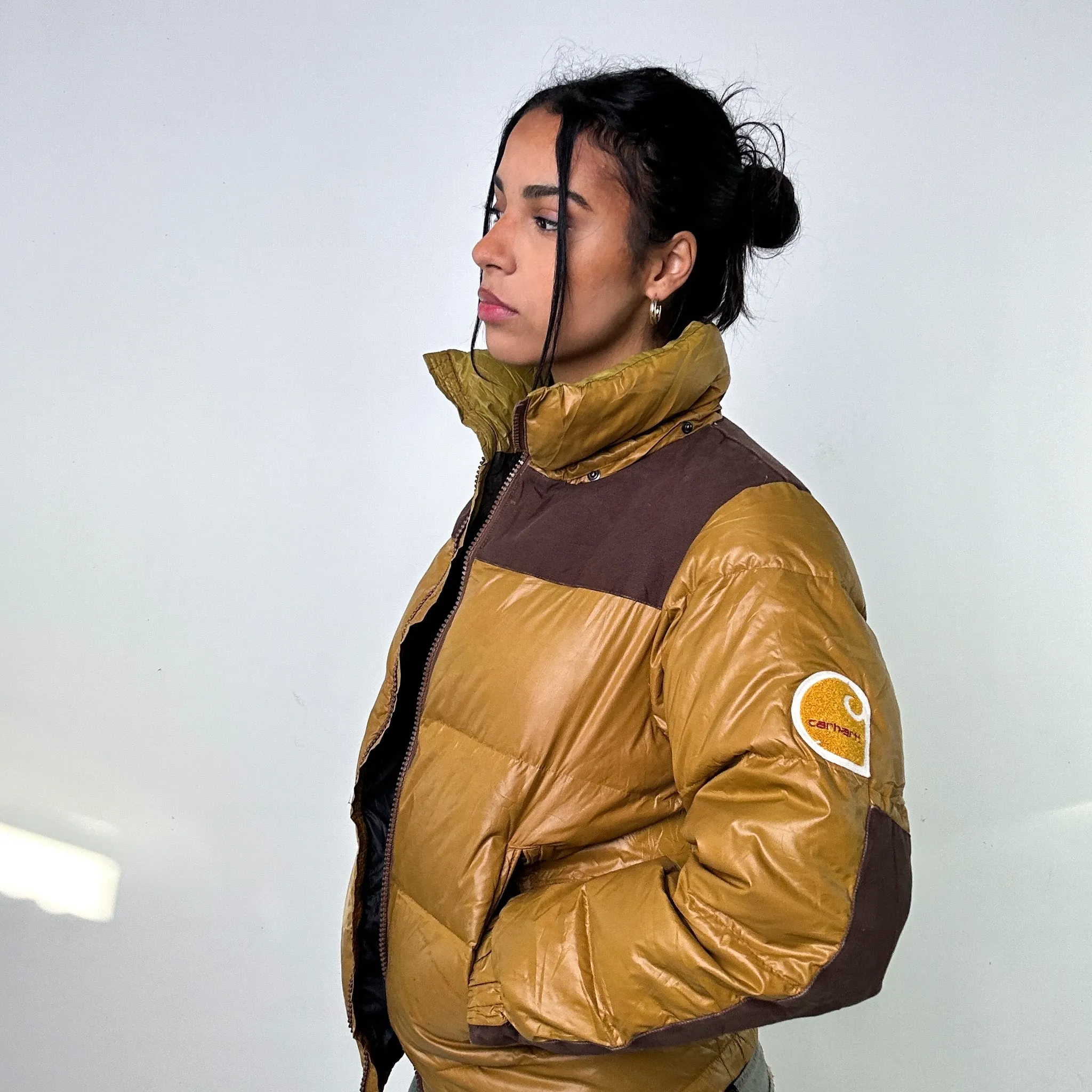 Beige Tan 90s Carhartt Puffer Jacket Coat (M)