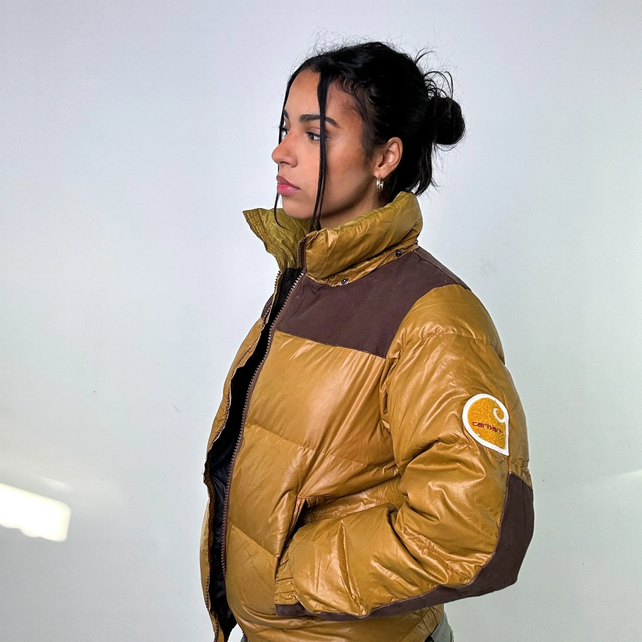 Beige Tan 90s Carhartt Puffer Jacket Coat (M)