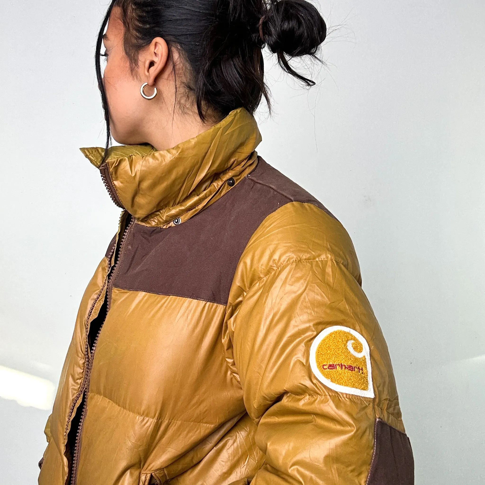 Beige Tan 90s Carhartt Puffer Jacket Coat (M)