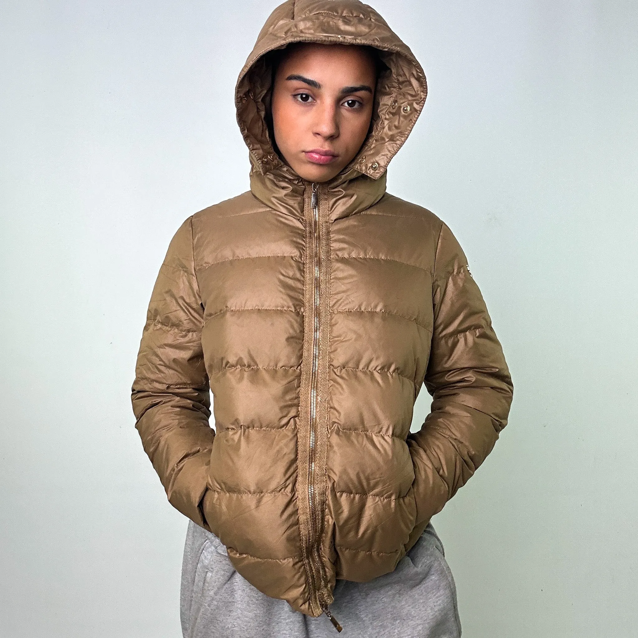 Beige Tan 90s Moncler Angers Puffer Jacket Coat (L)