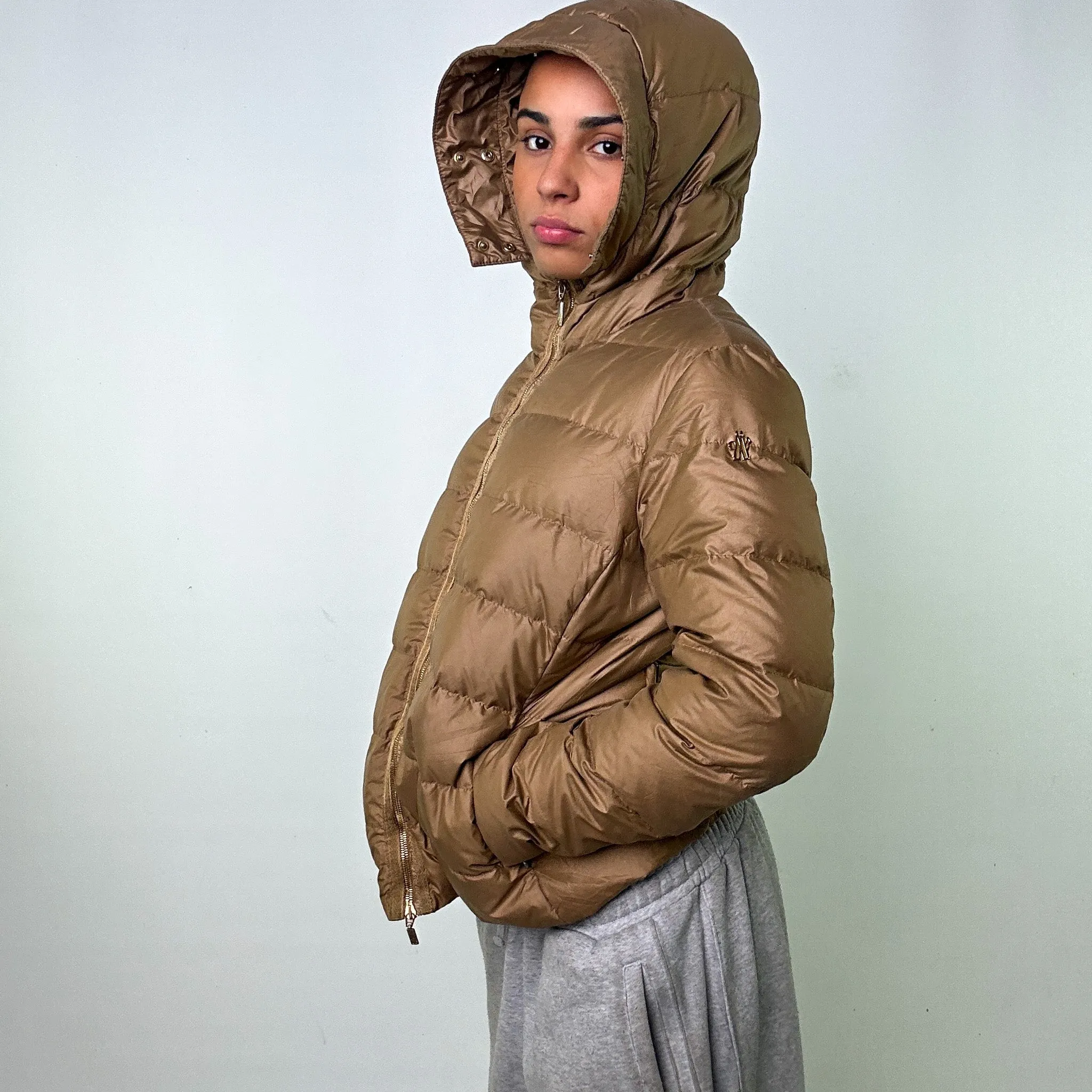 Beige Tan 90s Moncler Angers Puffer Jacket Coat (L)