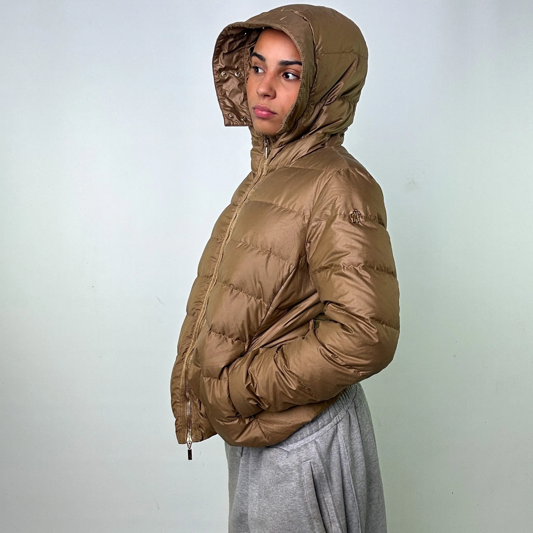 Beige Tan 90s Moncler Angers Puffer Jacket Coat (L)