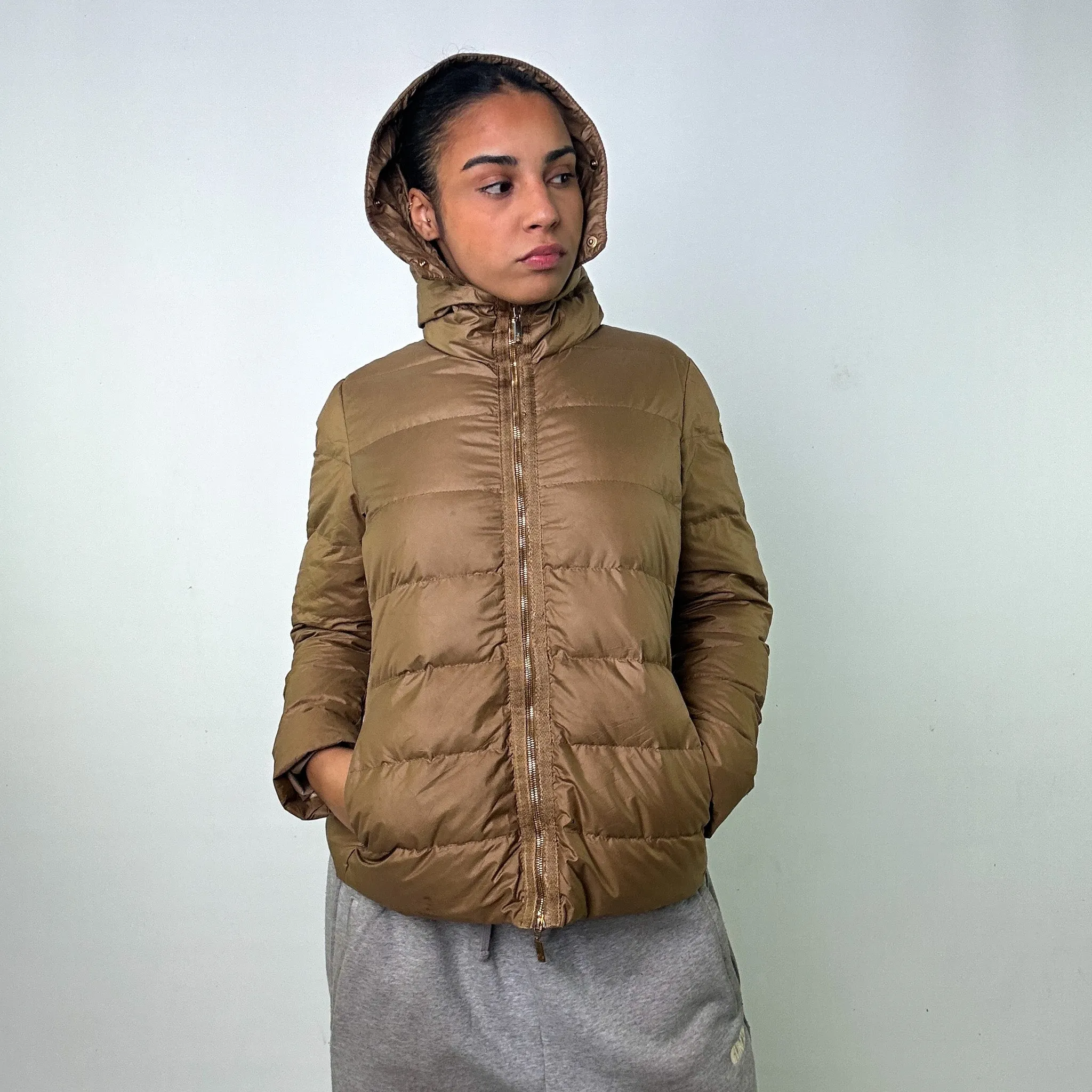 Beige Tan 90s Moncler Angers Puffer Jacket Coat (L)