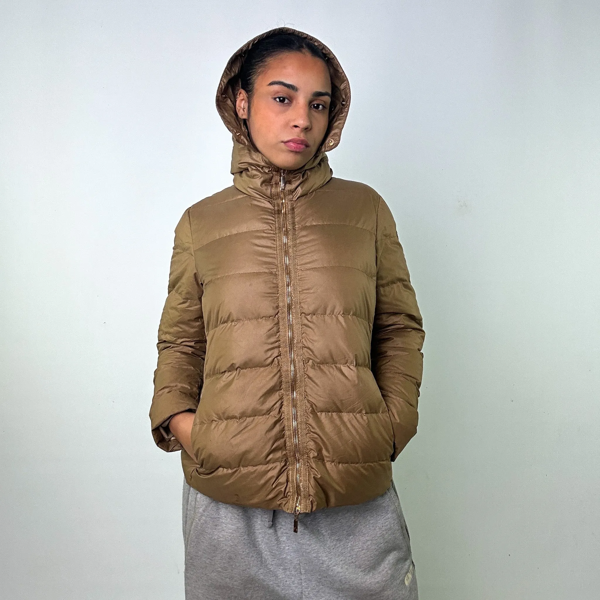 Beige Tan 90s Moncler Angers Puffer Jacket Coat (L)