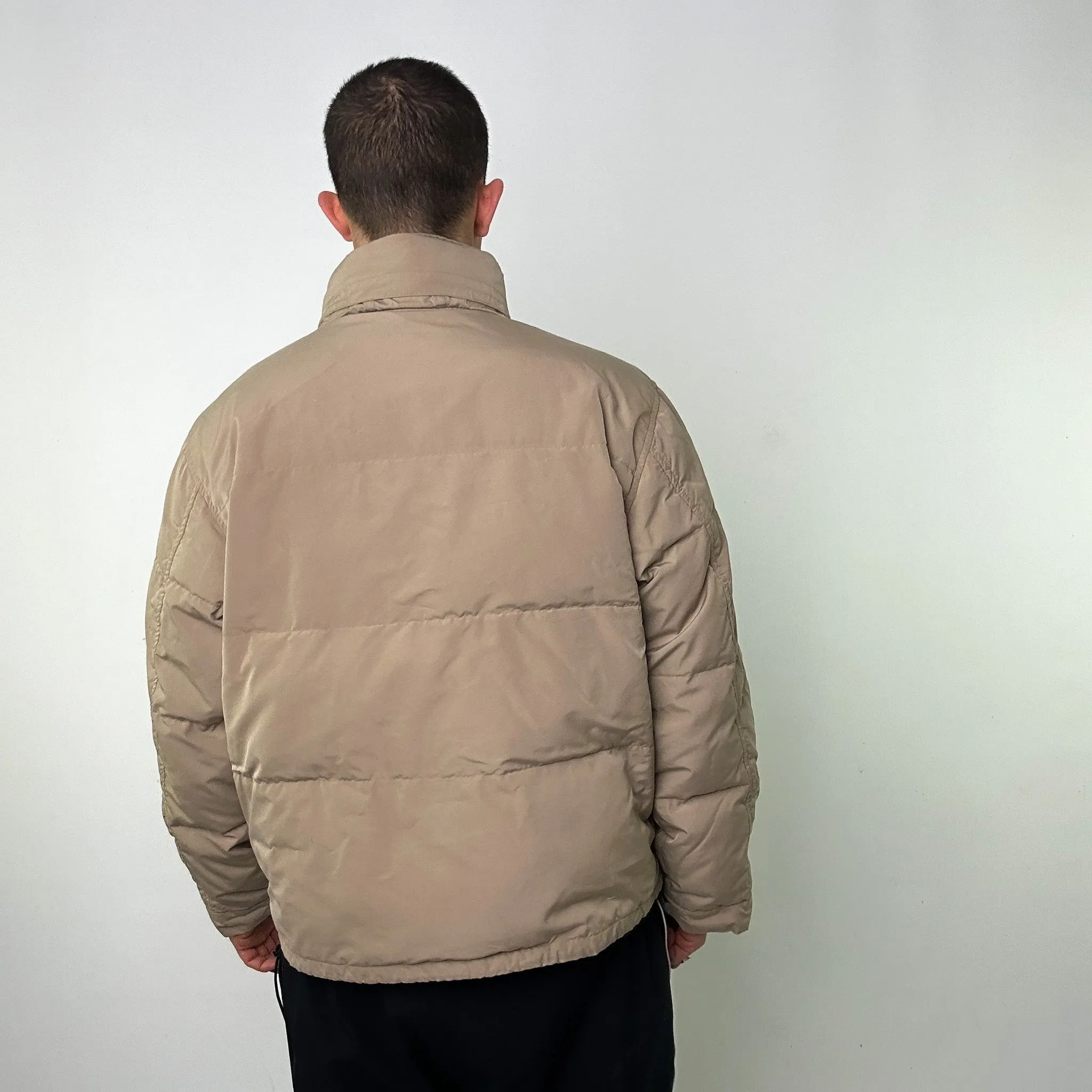 Beige Tan 90s Polo Ralph Lauren Puffer Jacket Coat (XL)