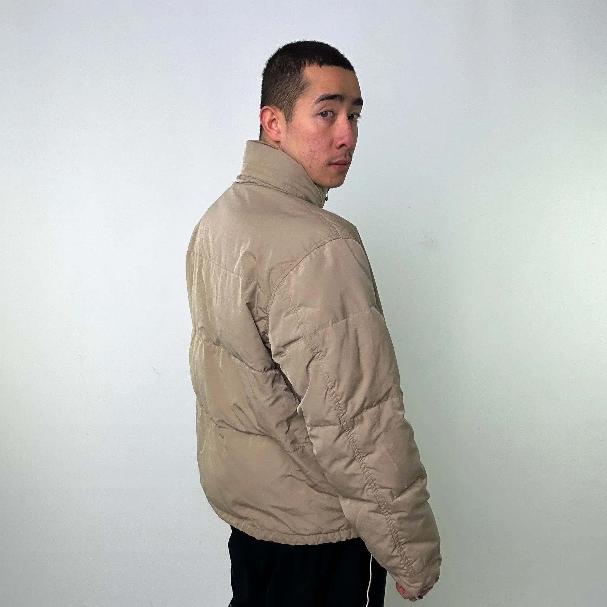 Beige Tan 90s Polo Ralph Lauren Puffer Jacket Coat (XL)