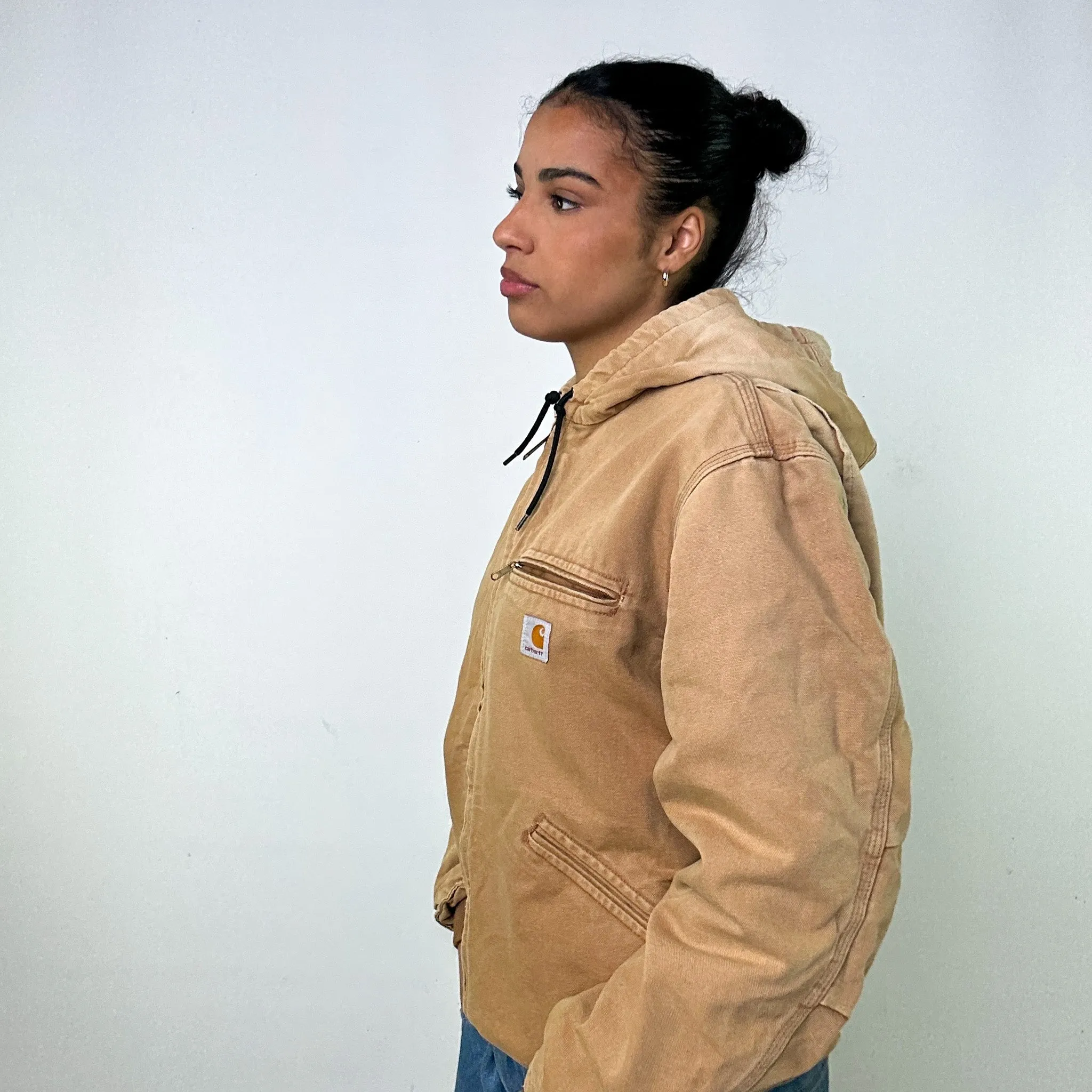 Beige Tan Vintage Carhartt Active Workwear Jacket Coat (M)