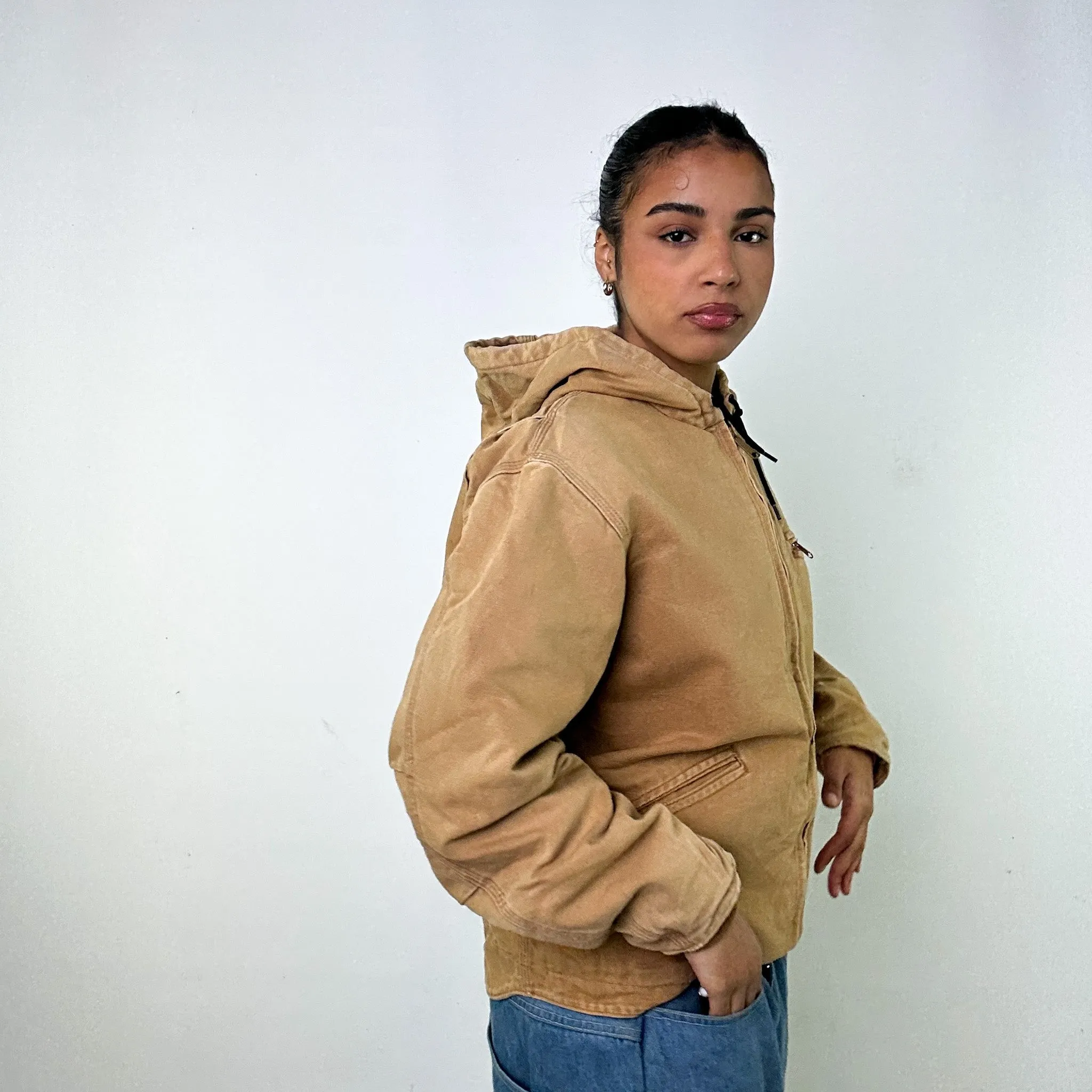 Beige Tan Vintage Carhartt Active Workwear Jacket Coat (M)