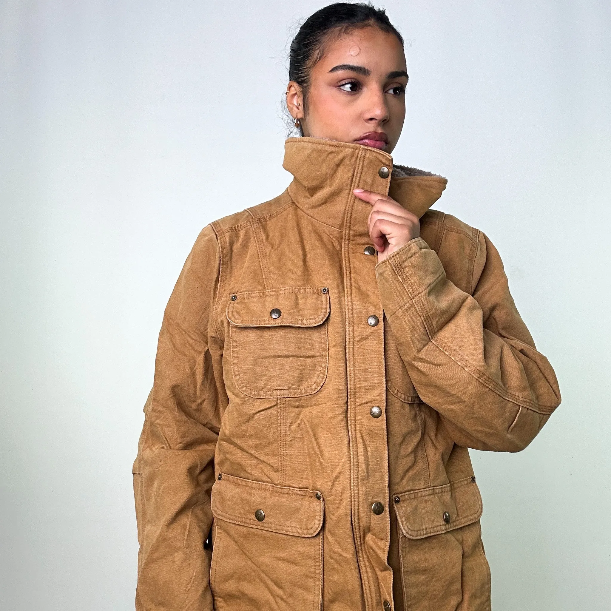 Beige Tan Vintage Carhartt Arctic Workwear Jacket Coat (L)