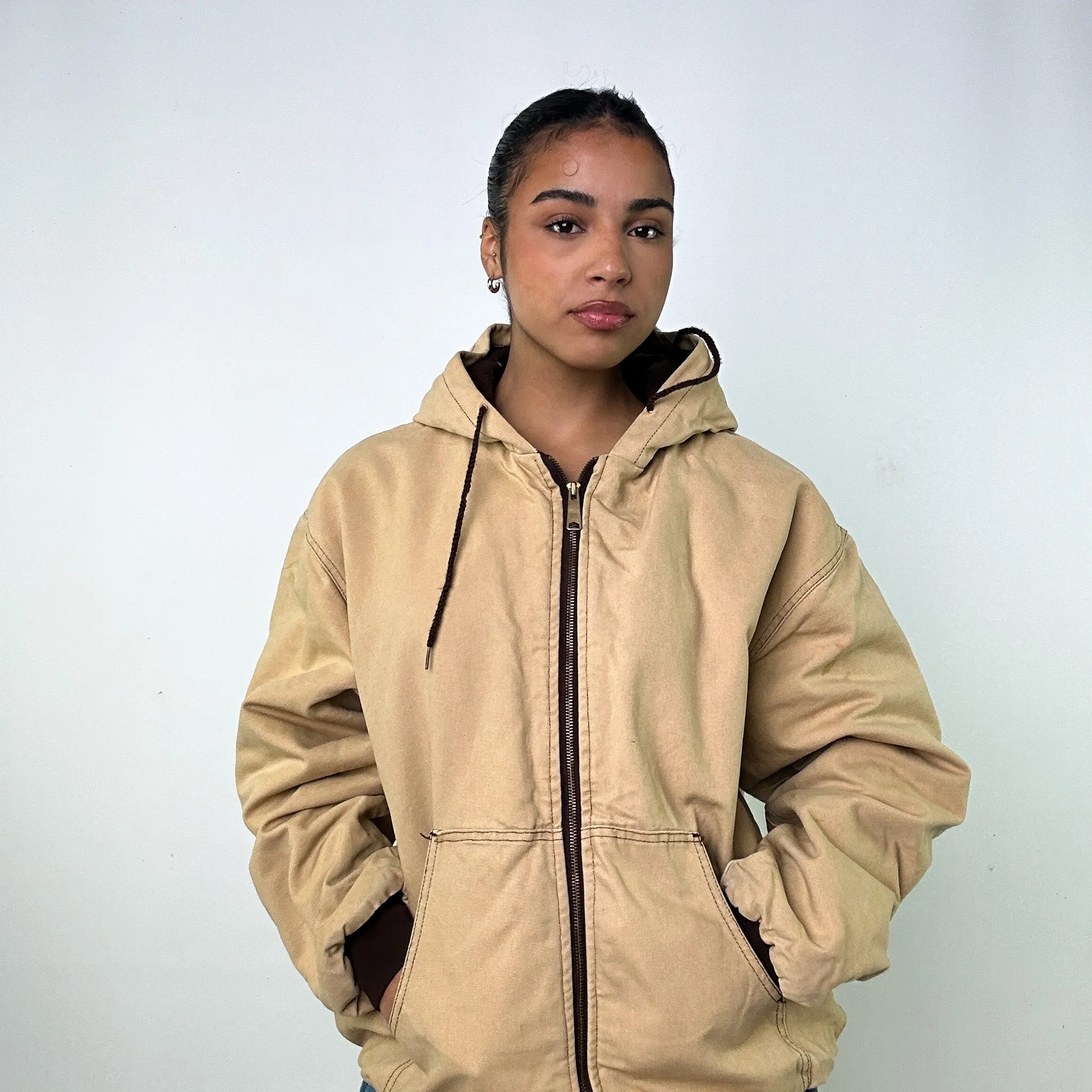 Beige Tan Vintage Redhead Active Workwear Jacket Coat (XL)