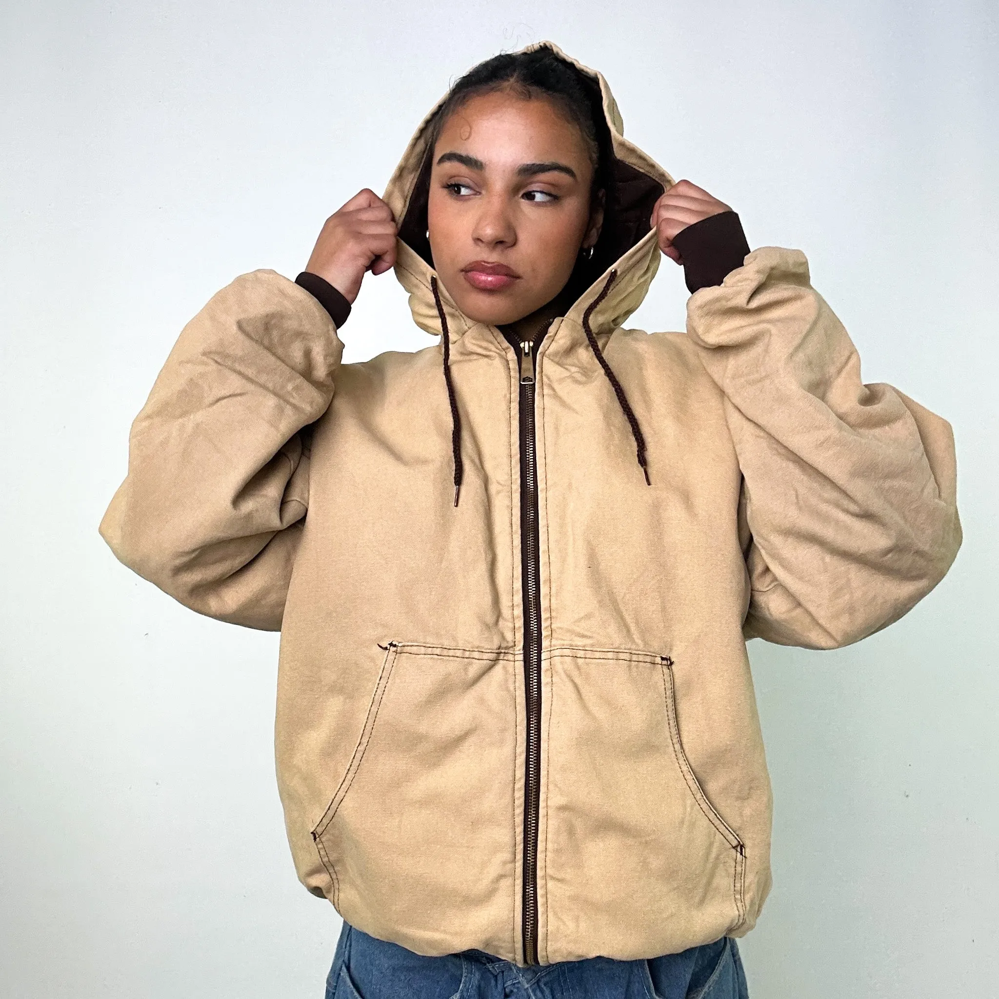 Beige Tan Vintage Redhead Active Workwear Jacket Coat (XL)