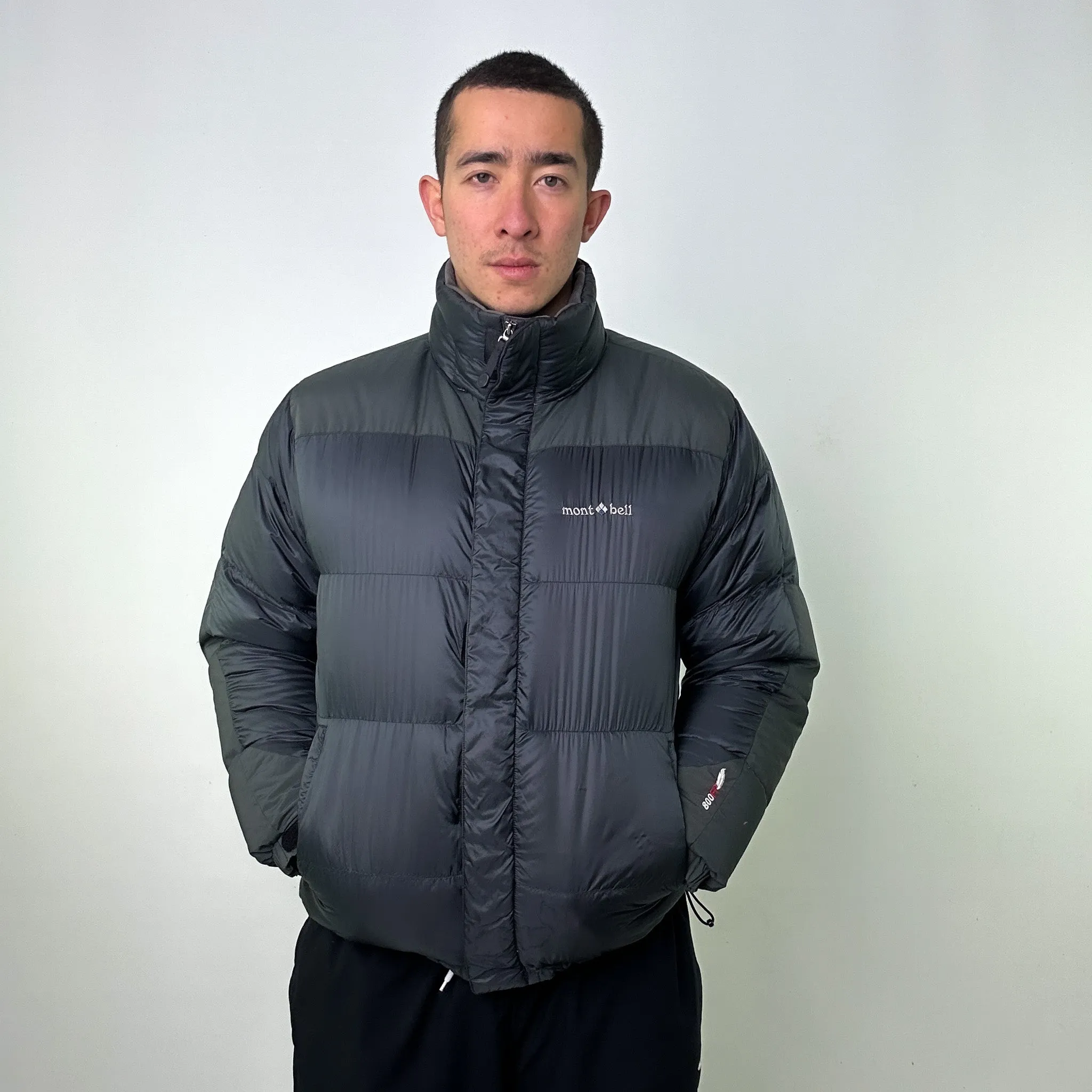 Black 90s Mont Bell 800 FP Pertex Quantum Puffer Jacket Coat (L)