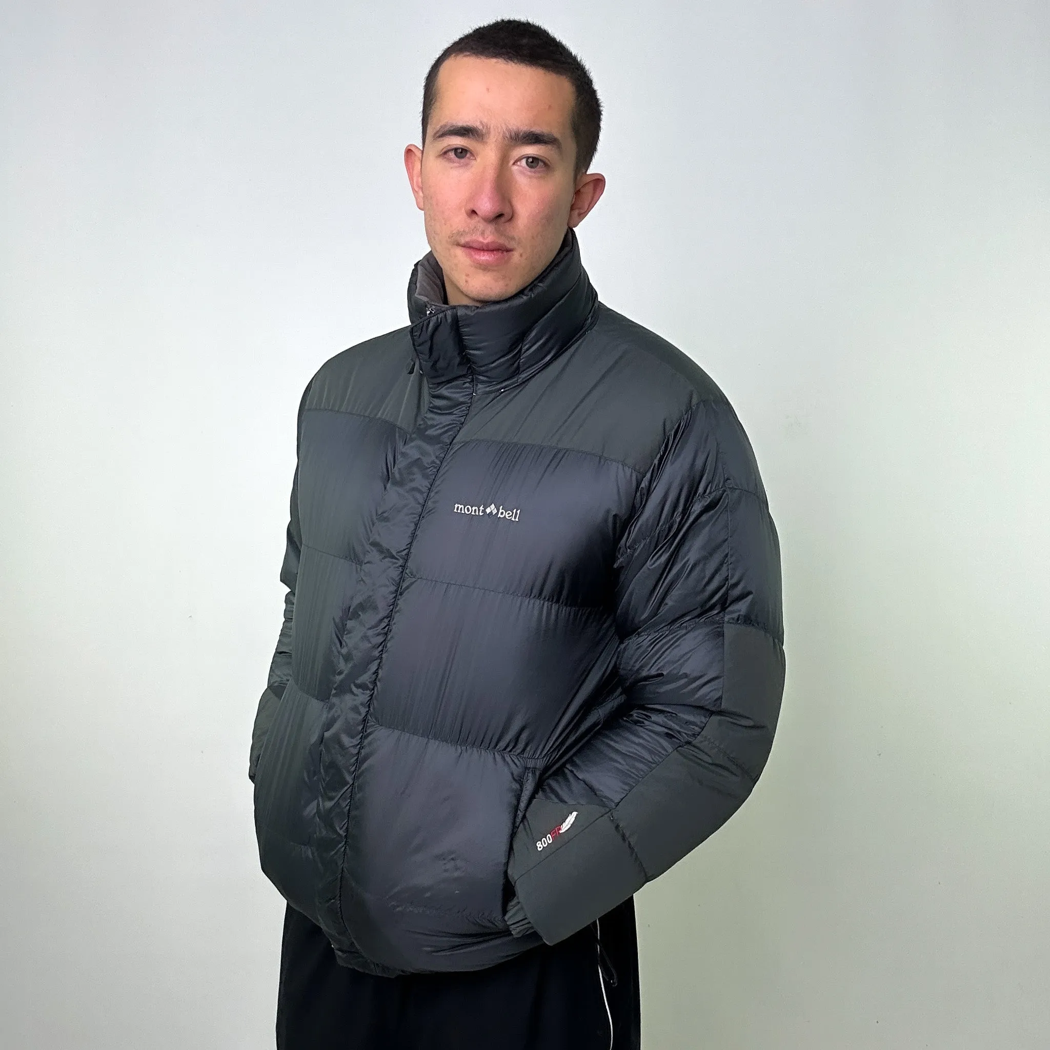 Black 90s Mont Bell 800 FP Pertex Quantum Puffer Jacket Coat (L)