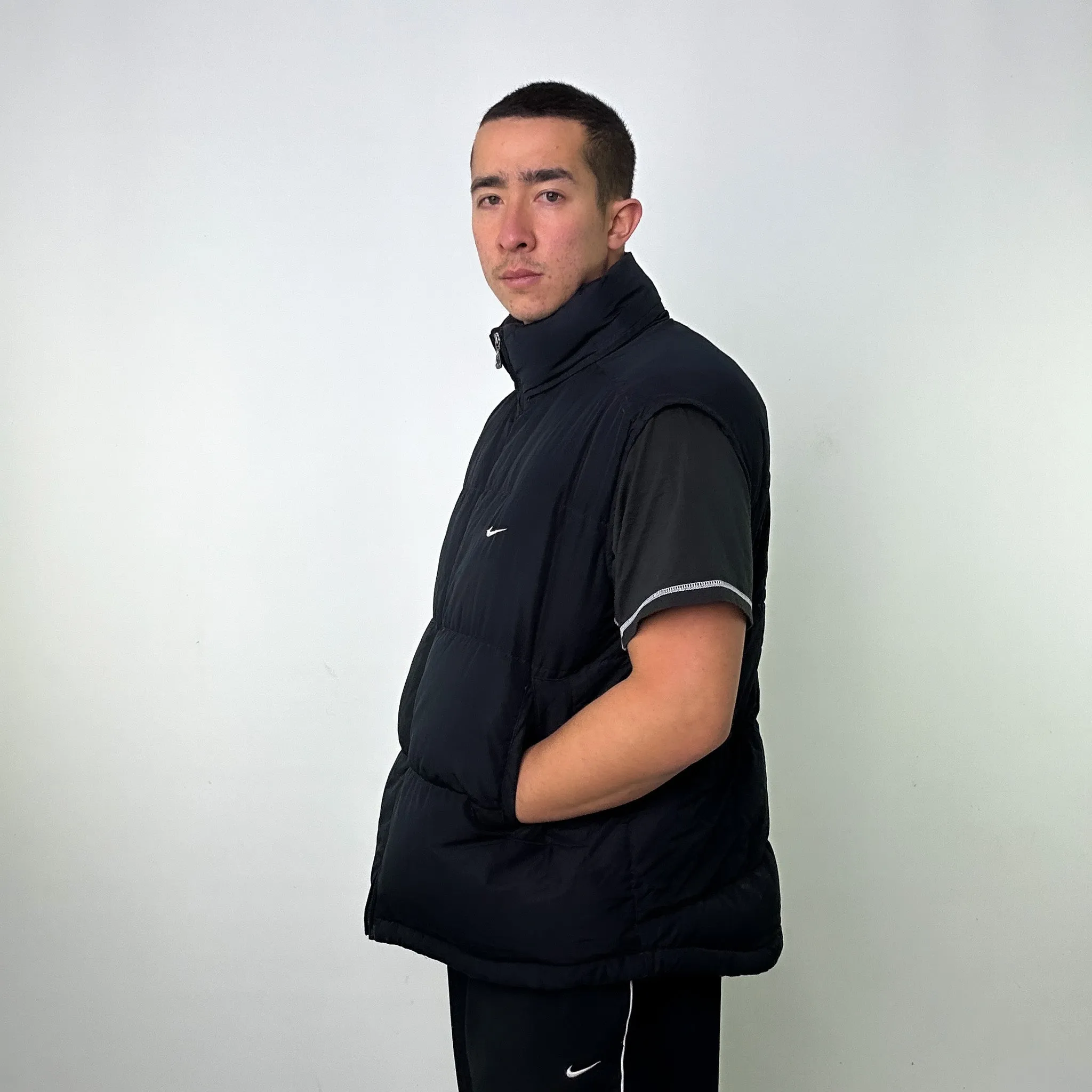 Black 90s NIKE Puffer Jacket Coat Gilet (XL)