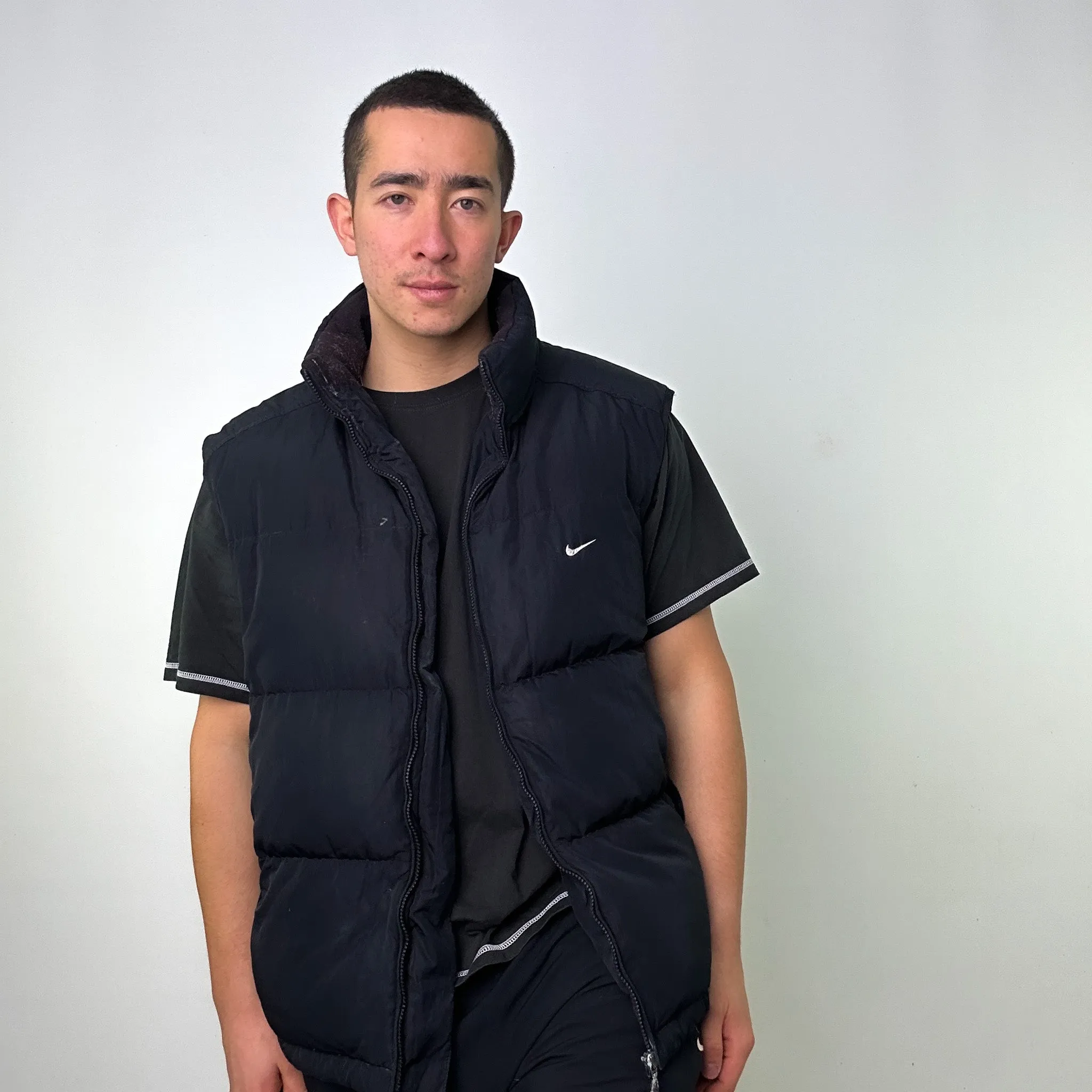 Black 90s NIKE Puffer Jacket Coat Gilet (XL)