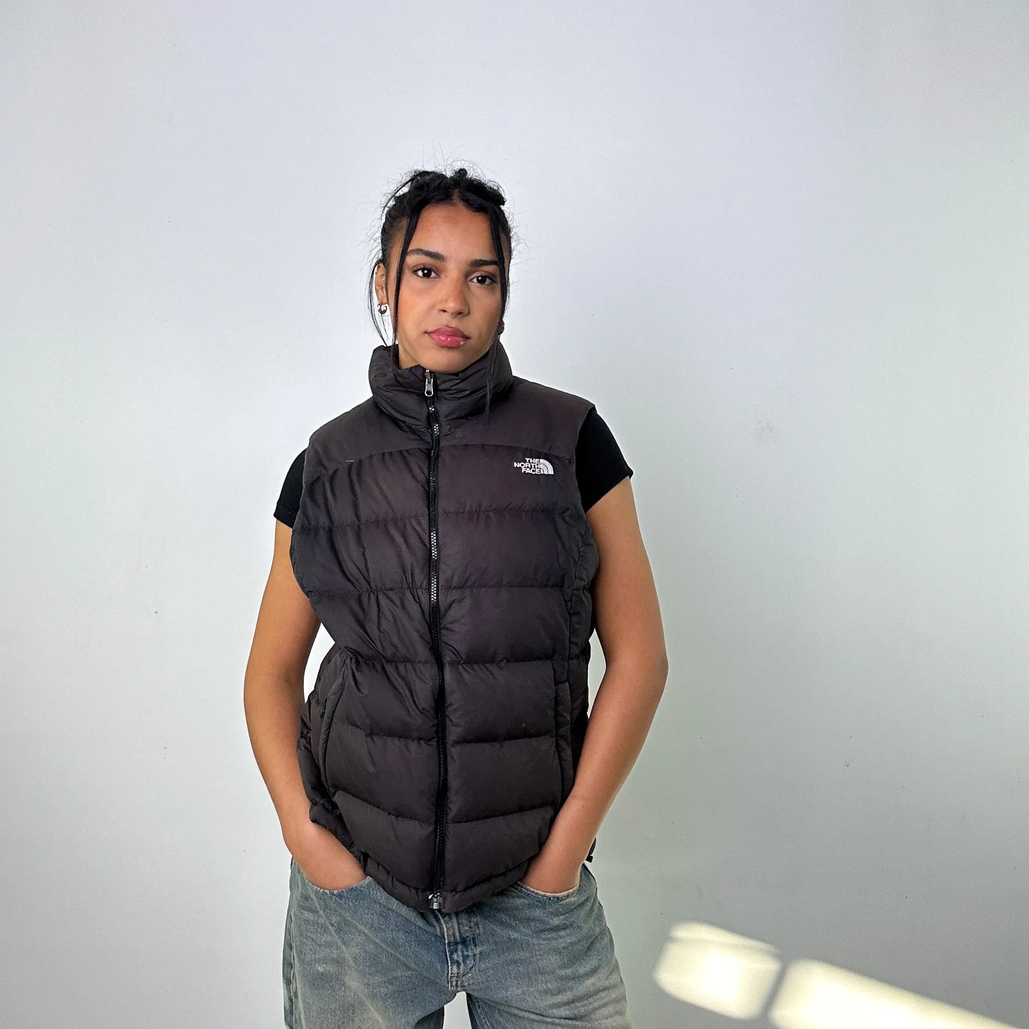 Black 90s The North Face 700 Series Puffer Jacket Coat Gilet (L)