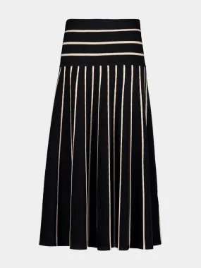 Black Crush Stripe Midi Skirt