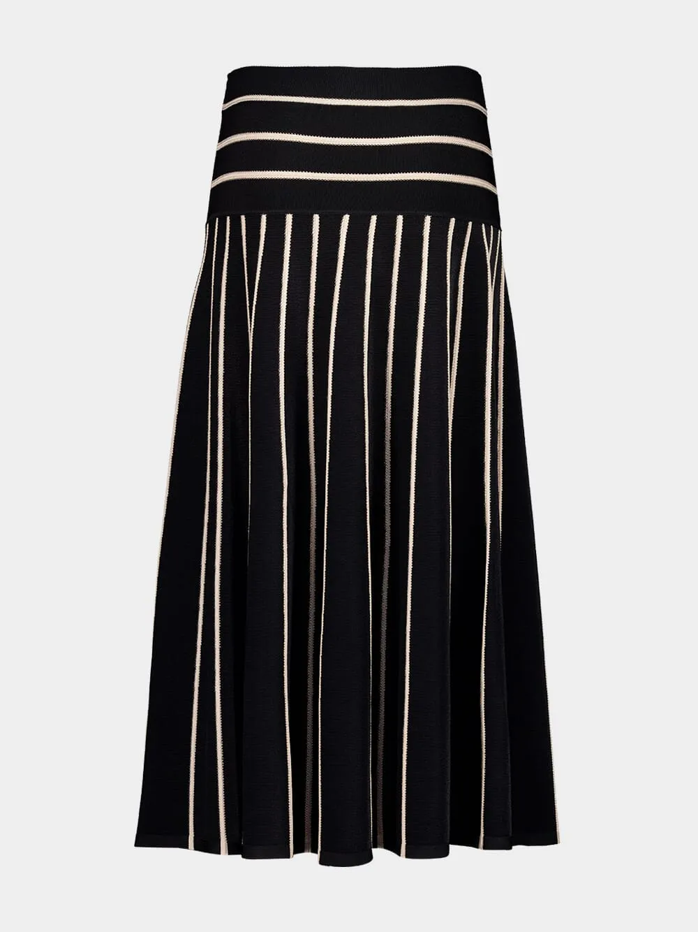 Black Crush Stripe Midi Skirt