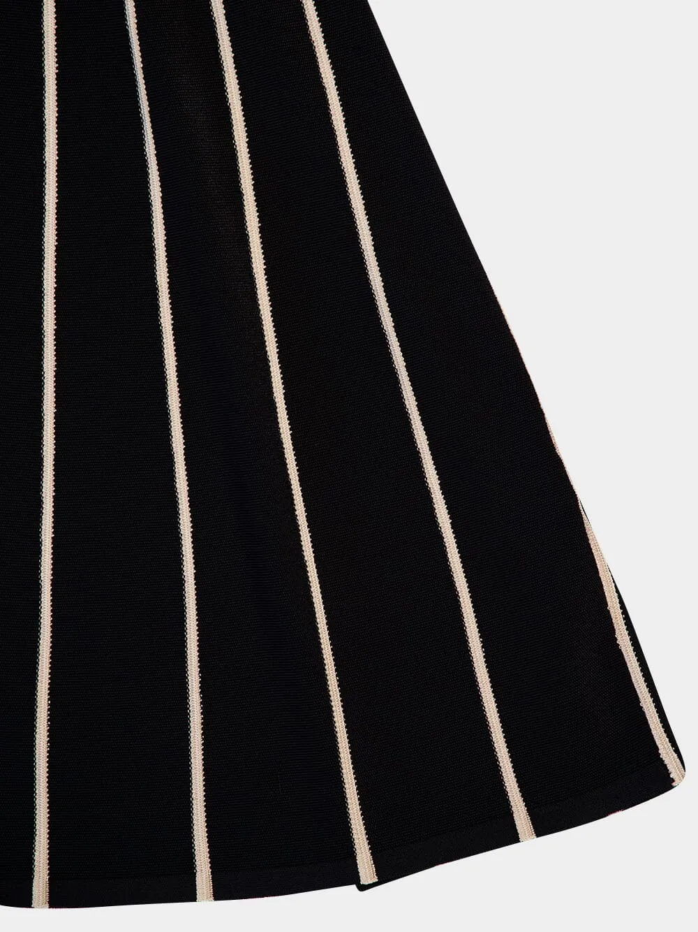 Black Crush Stripe Midi Skirt