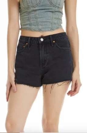 Black High Rise Denim Shorts