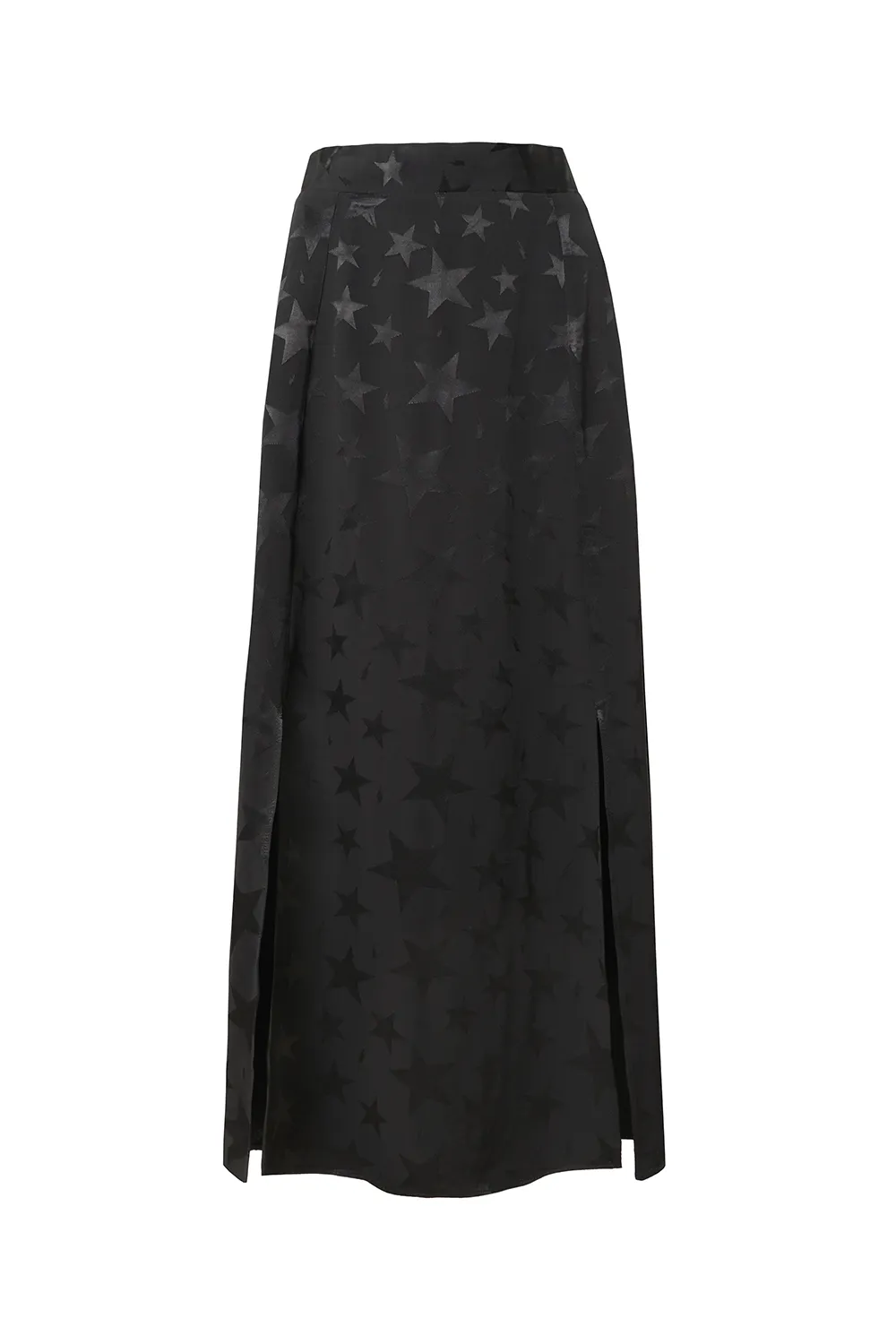 Black Jacquard Star Split Front Skirt