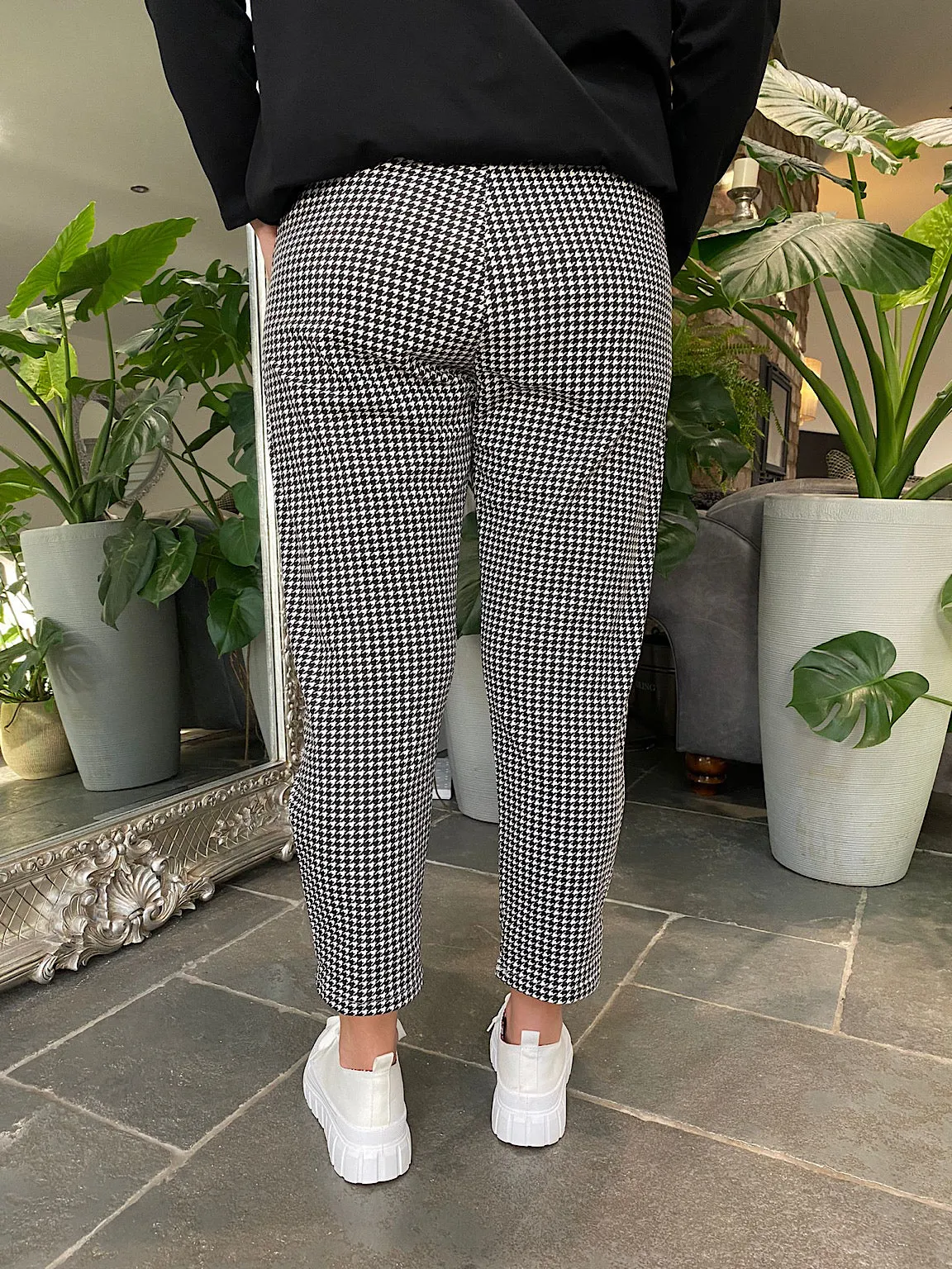 Black Printed Dogtooth Joggers