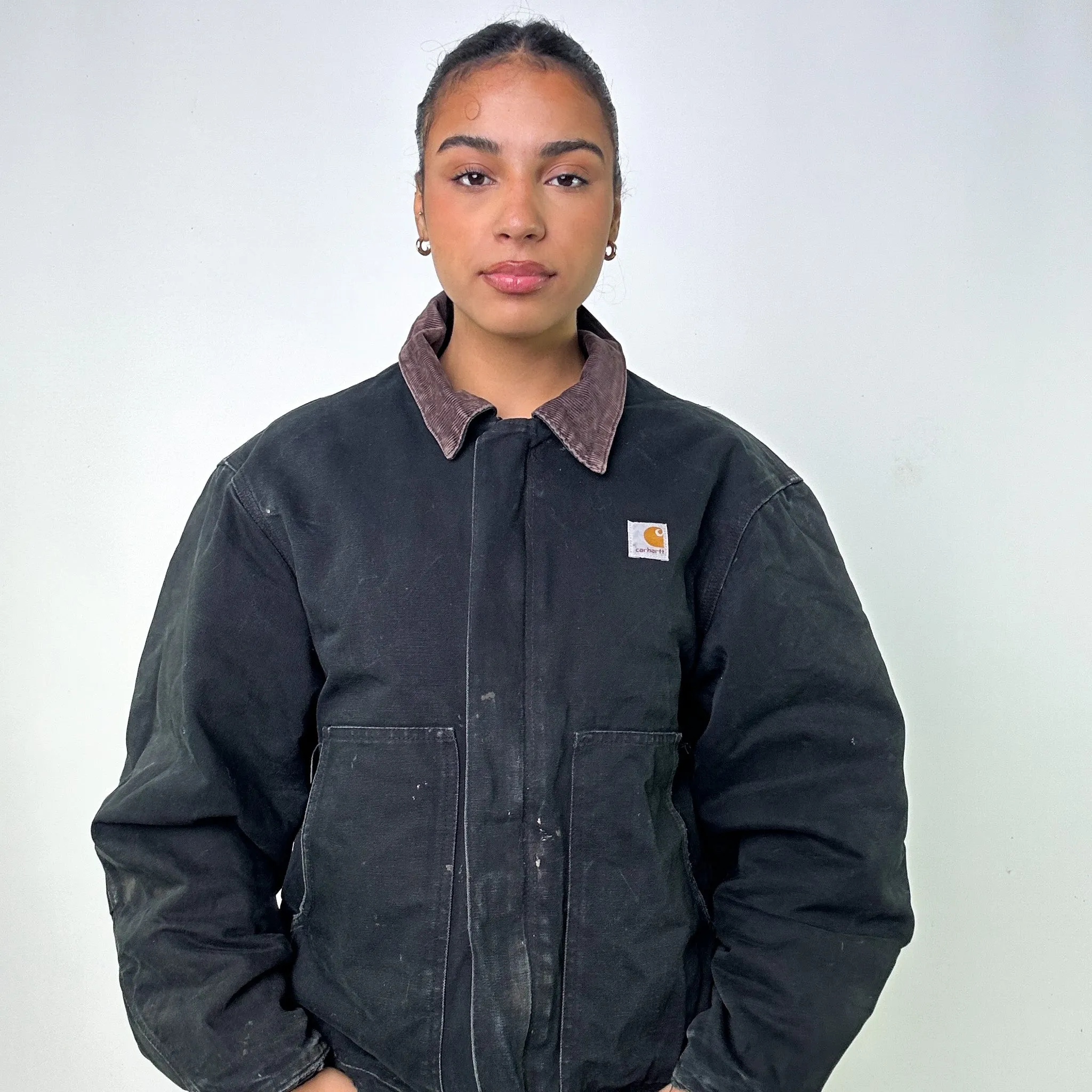 Black Vintage Carhartt Detroit Workwear Jacket Coat (L)