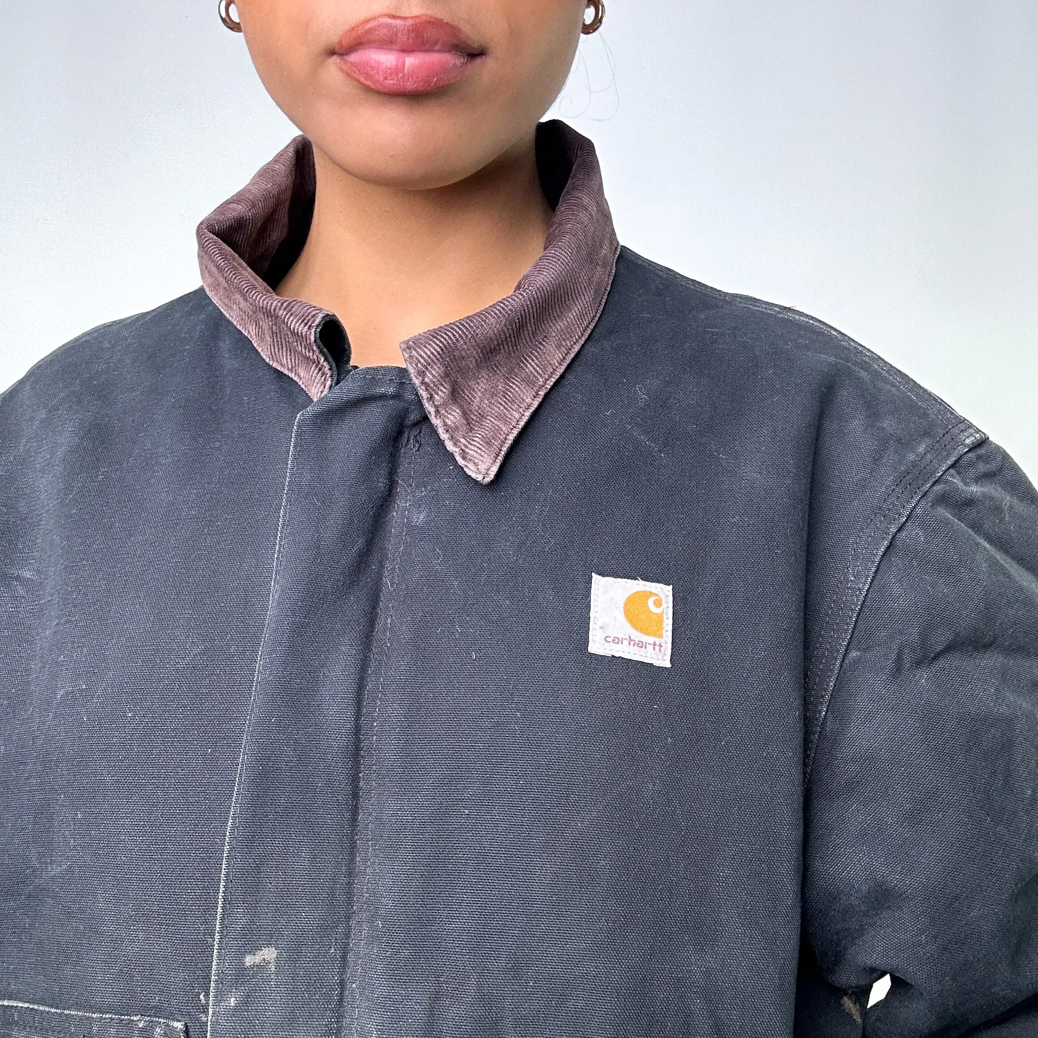 Black Vintage Carhartt Detroit Workwear Jacket Coat (L)