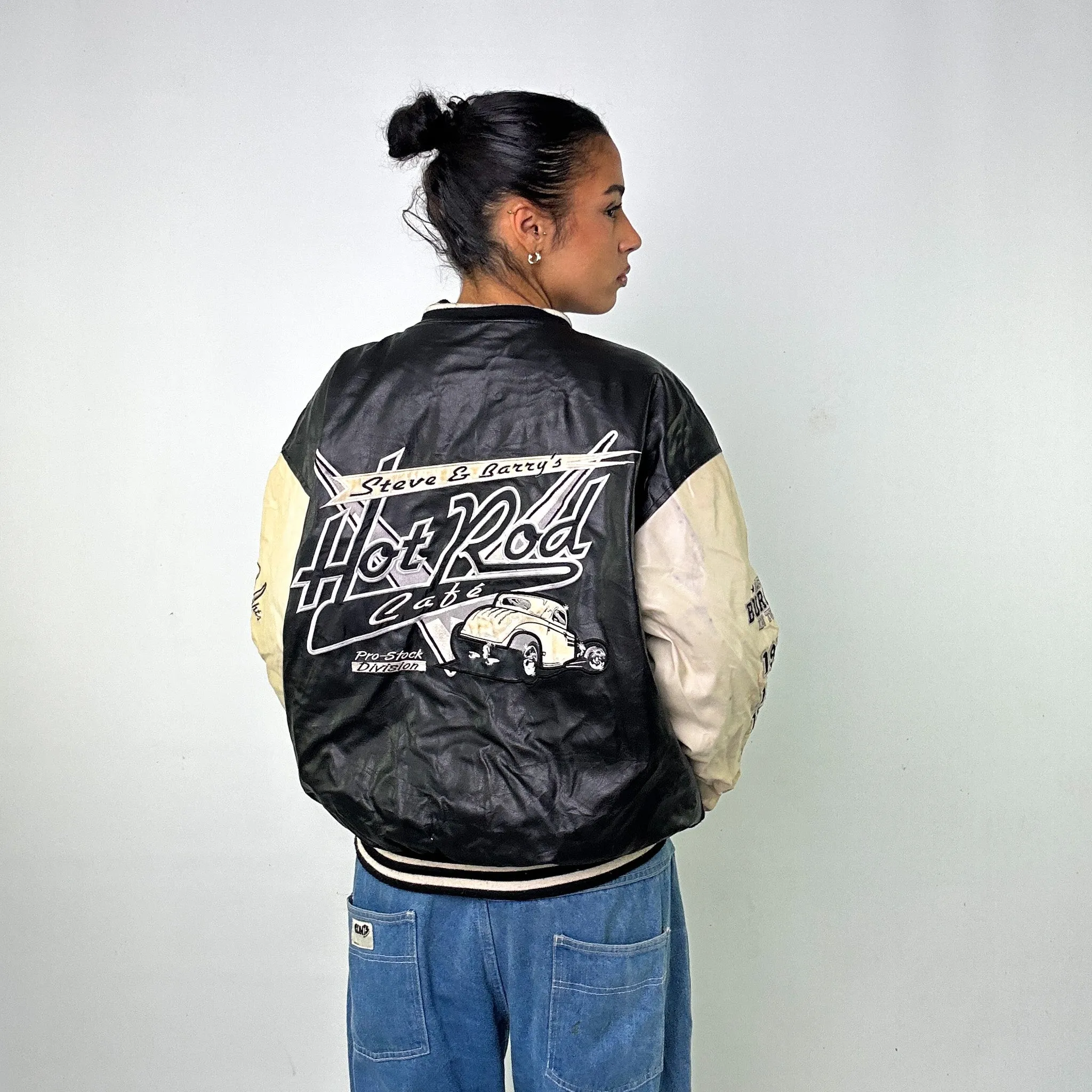 Black Vintage Steve & Barry's Varsity Jacket Coat (M)