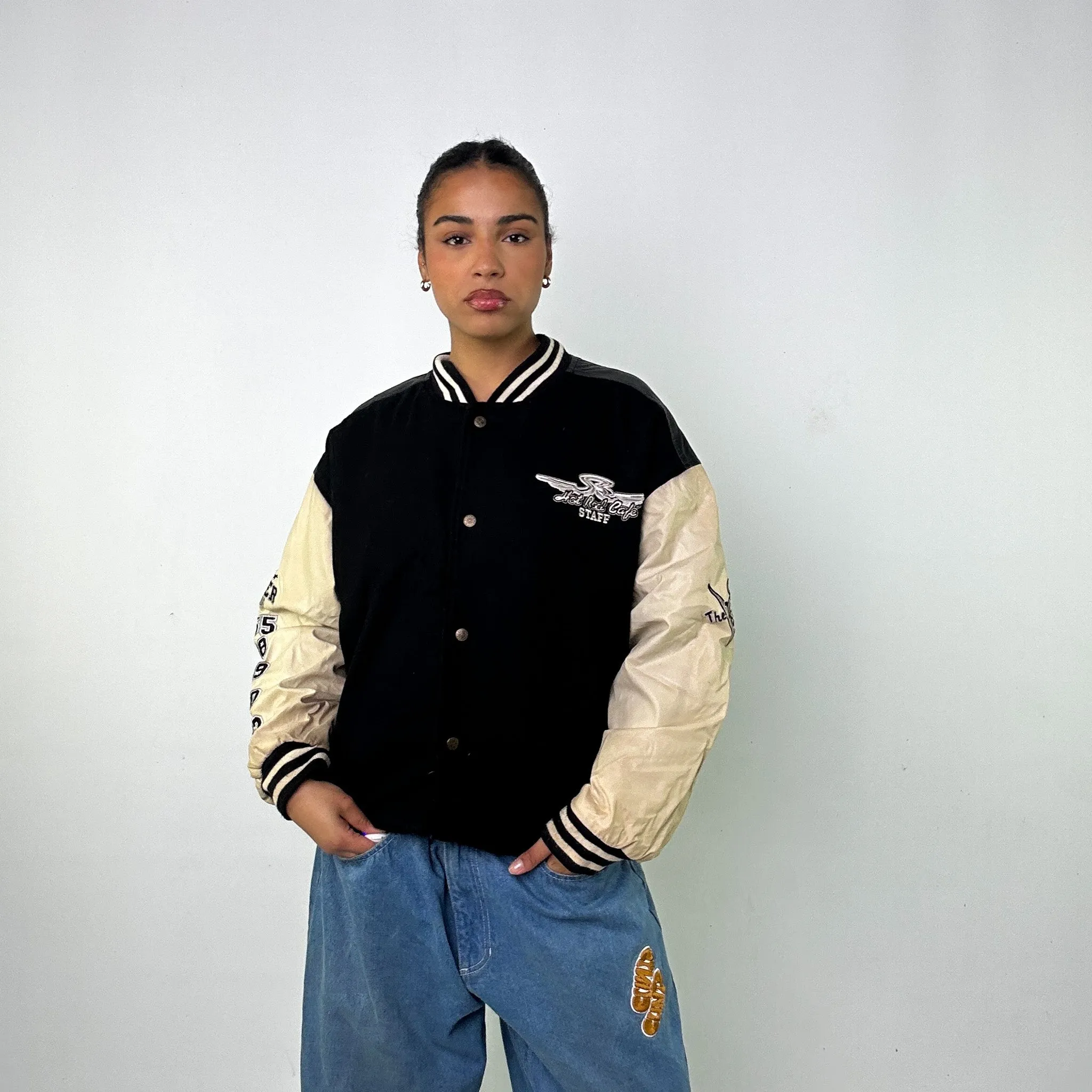 Black Vintage Steve & Barry's Varsity Jacket Coat (M)