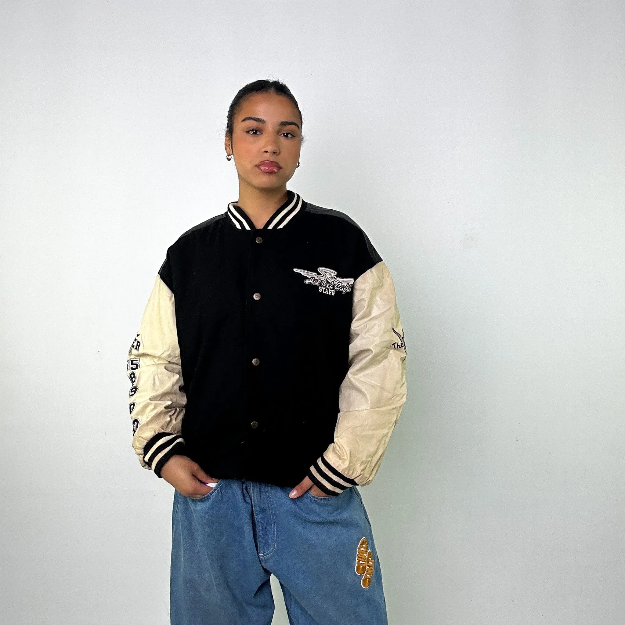 Black Vintage Steve & Barry's Varsity Jacket Coat (M)