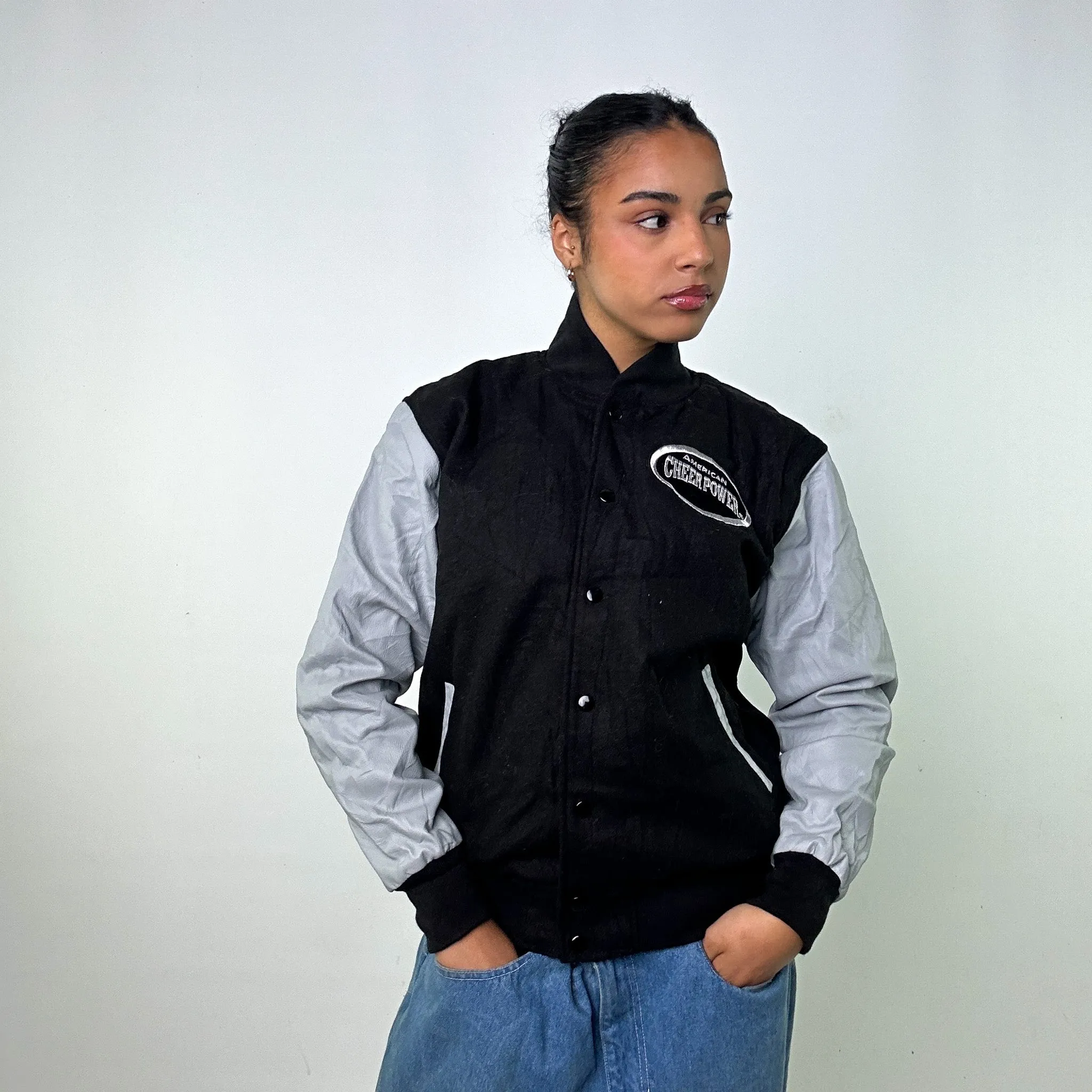 Black Vintage  Varsity Jacket Coat (M)