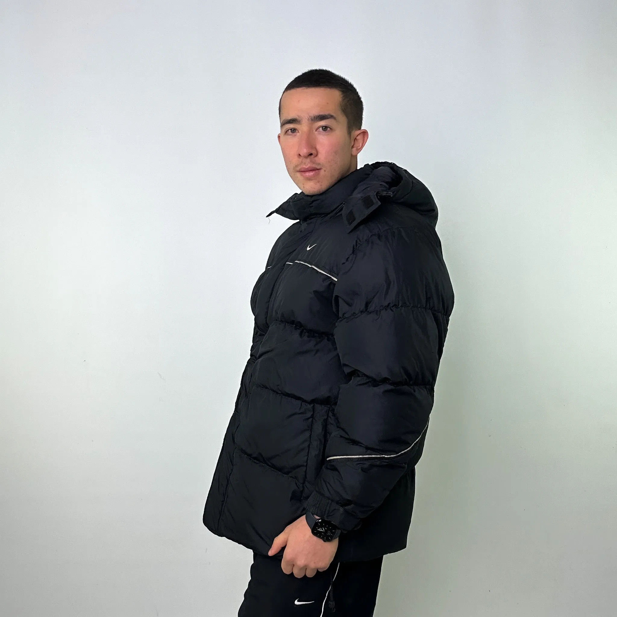 Black y2ks NIKE Puffer Jacket Coat (XL)